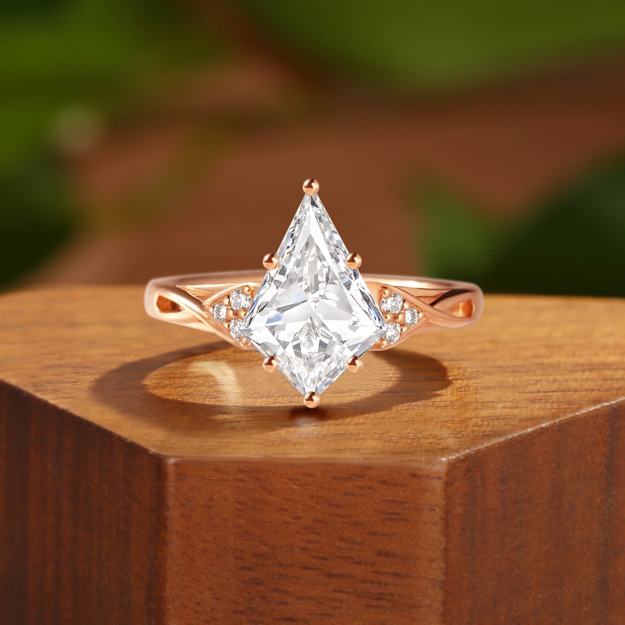 Klara - Three Stone Kite Cut Lab Grown Diamond Twist Engagement Ring