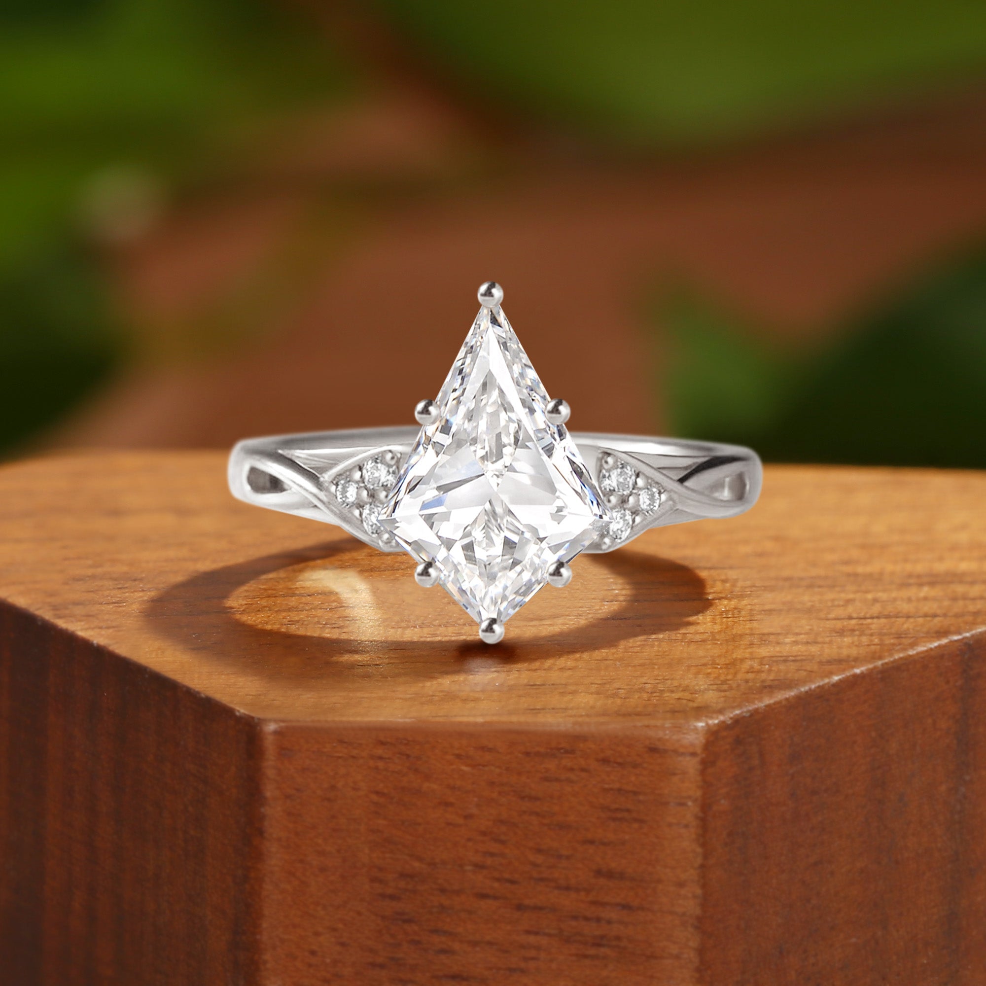 Klara - Three Stone Kite Cut Lab Grown Diamond Twist Engagement Ring