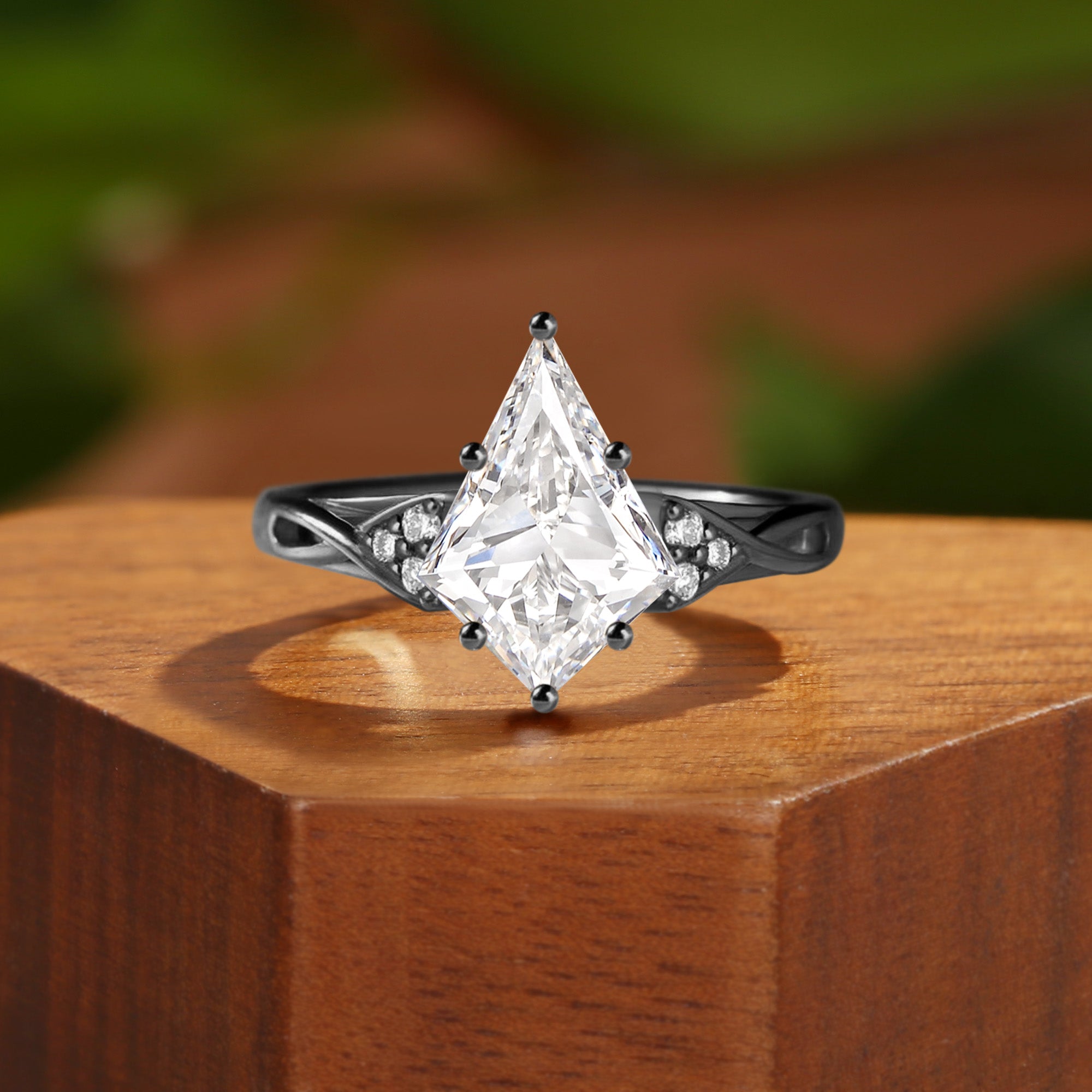 Klara - Three Stone Kite Cut Lab Grown Diamond Twist Engagement Ring