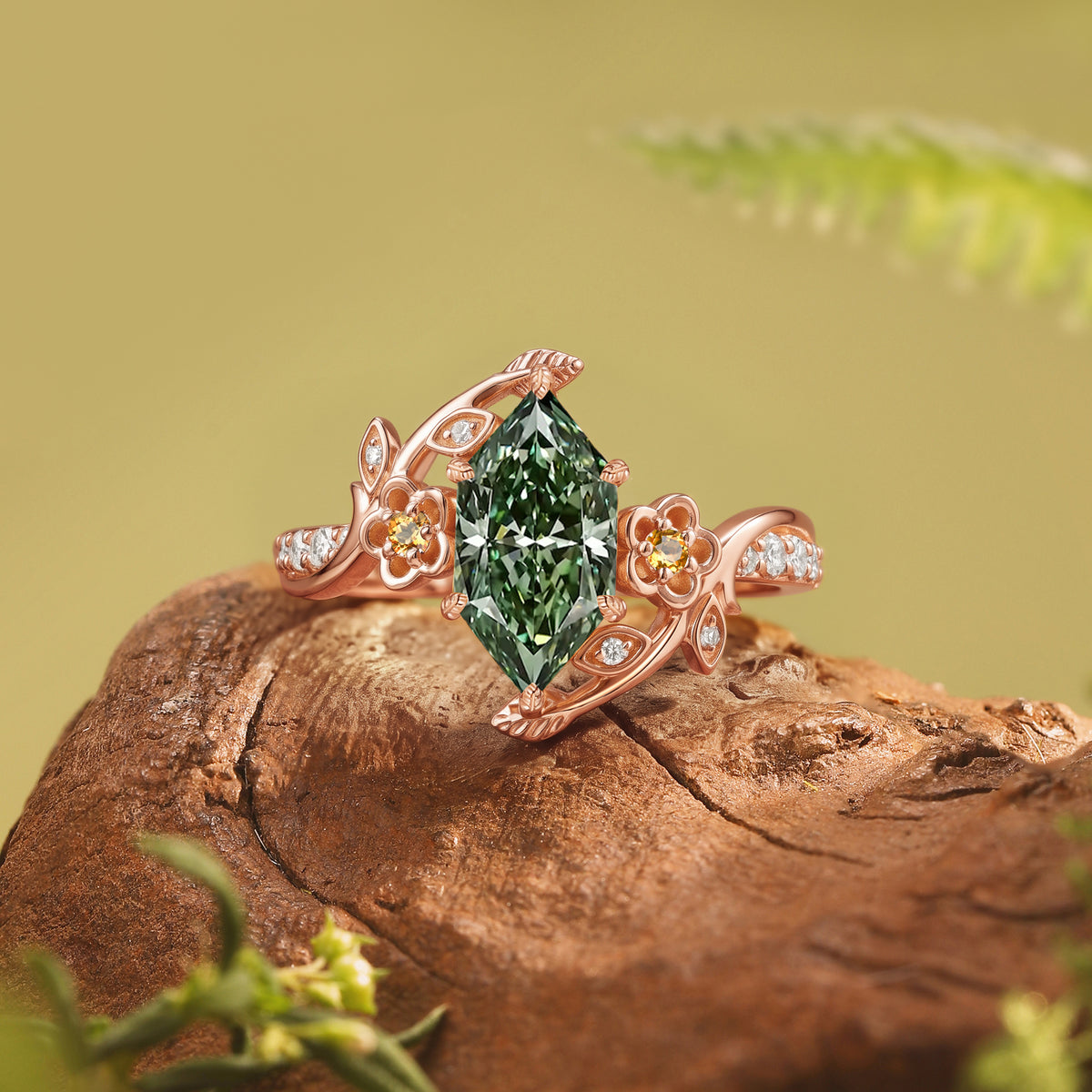 Dutch Marquise Cut Lab Grown Diamond Floral Engagement Ring-Petalis