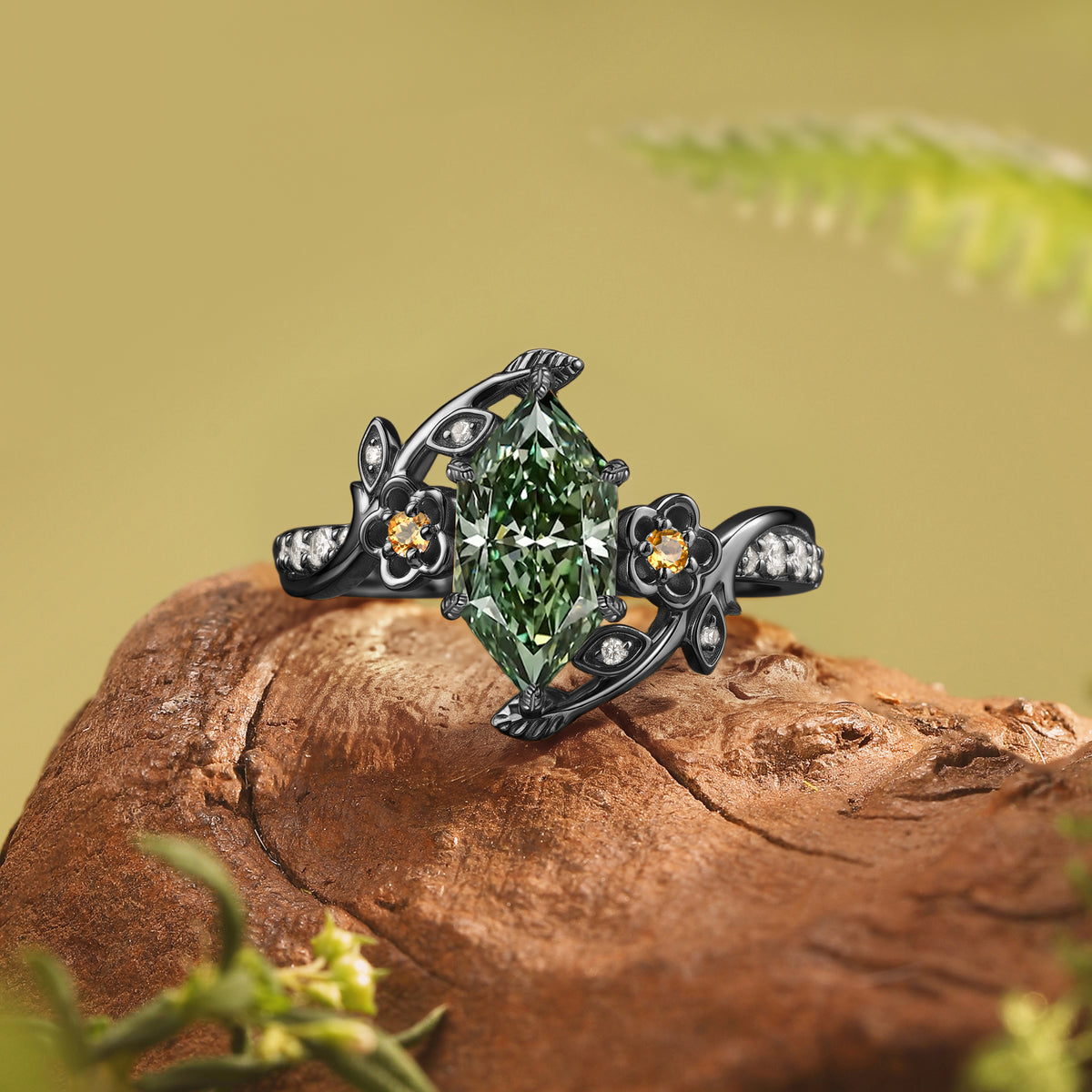 Dutch Marquise Cut Lab Grown Diamond Floral Engagement Ring-Petalis