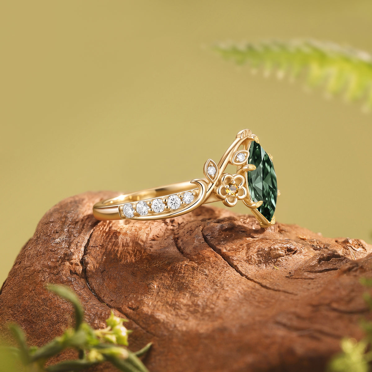 Dutch Marquise Cut Lab Grown Diamond Floral Engagement Ring-Petalis