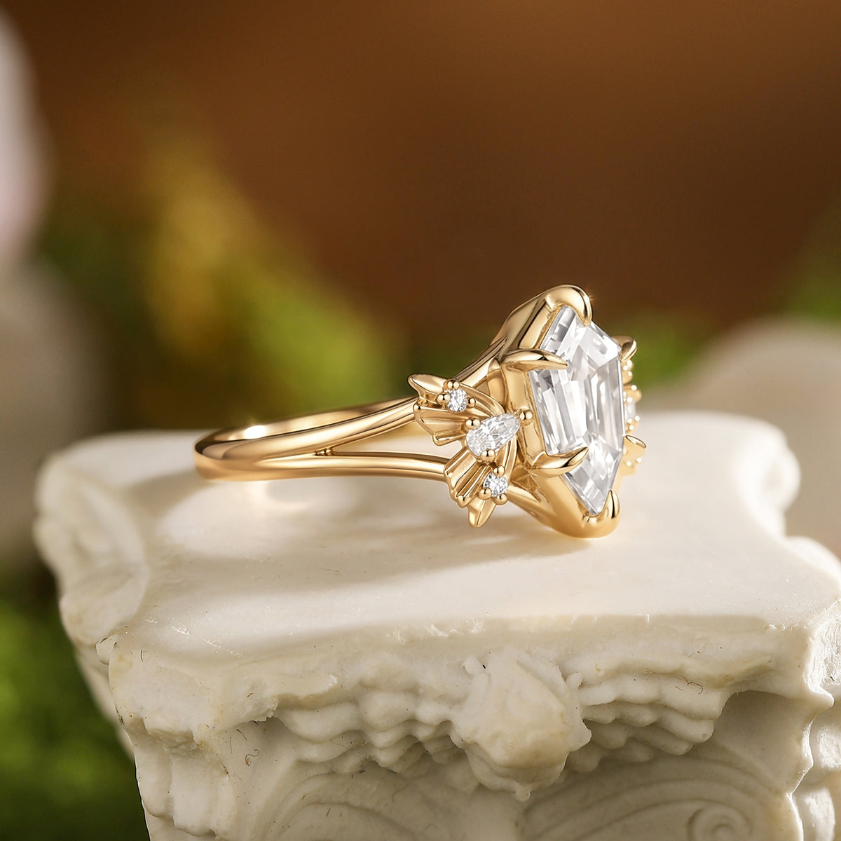 Fairy Fantasy Cut Moissanite Moth Wing Engagement Ring - Lirael