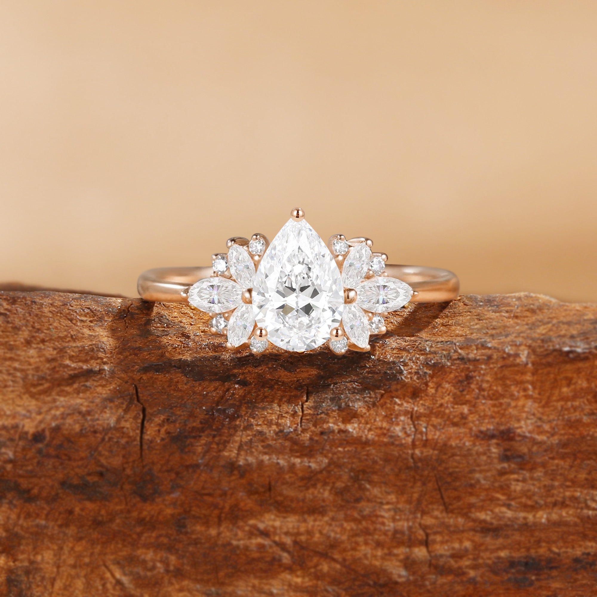 Gilda - Vintage Pear Cut Lab Grown Diamond Classic Engagement Ring