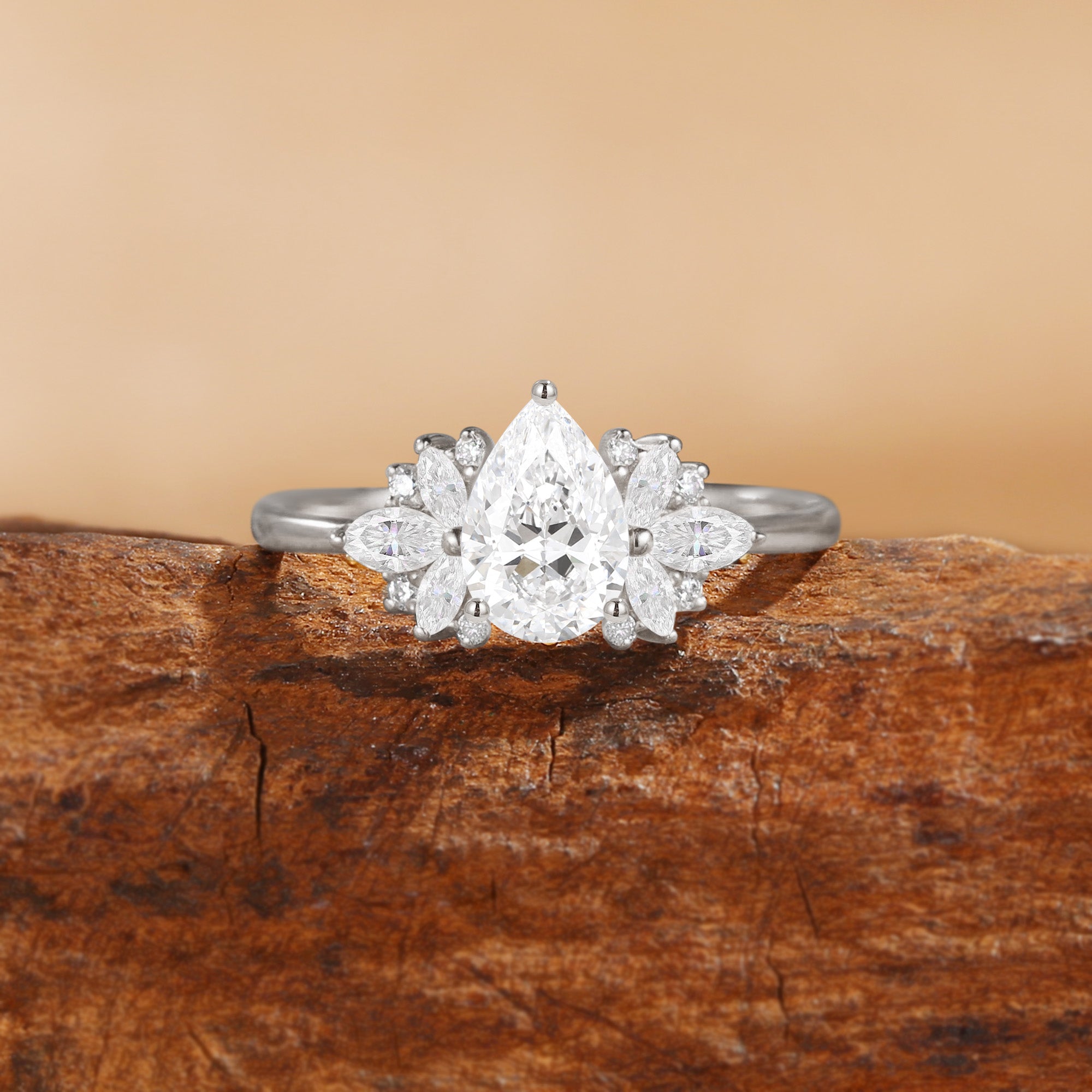 Gilda - Vintage Pear Cut Lab Grown Diamond Classic Engagement Ring