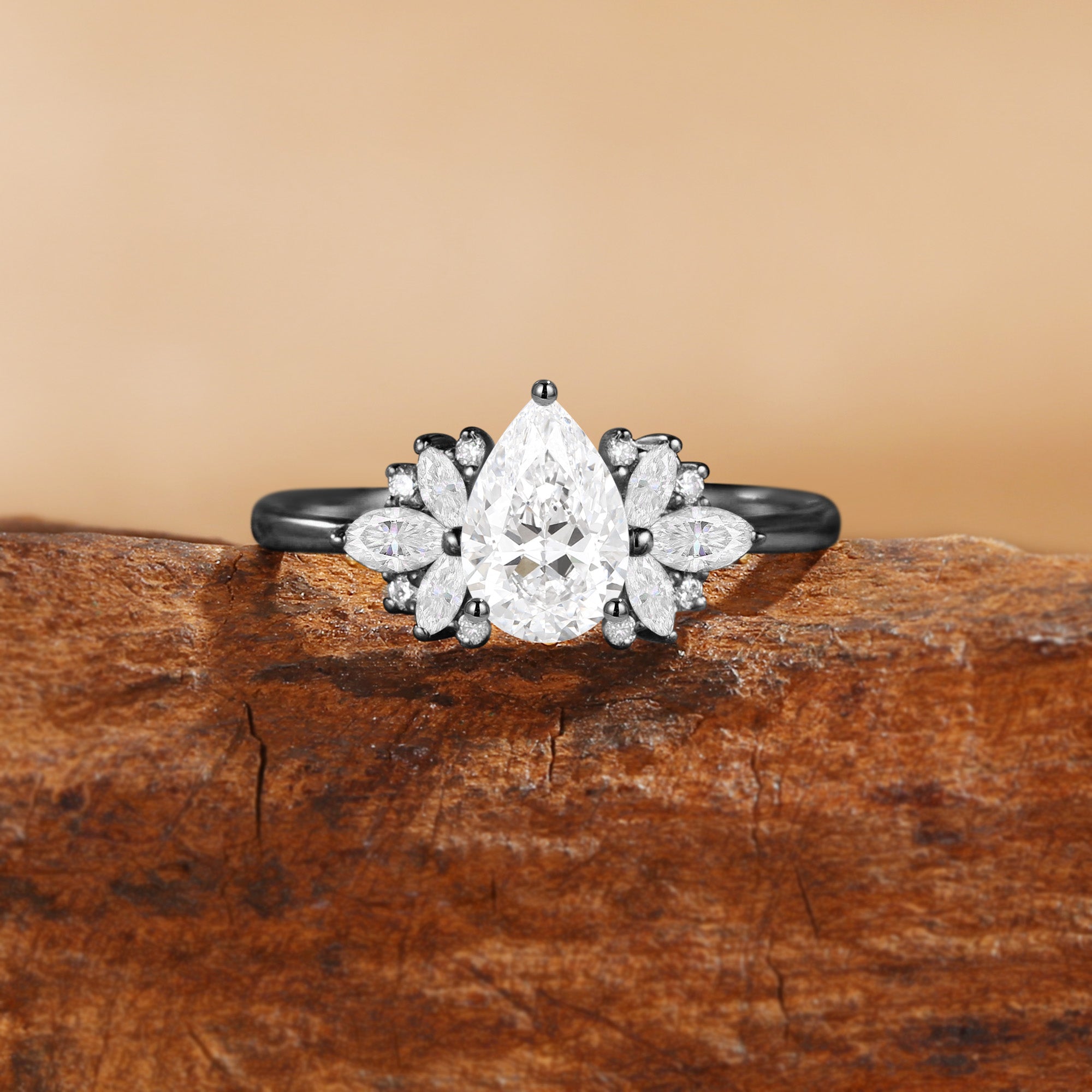 Gilda - Vintage Pear Cut Lab Grown Diamond Classic Engagement Ring