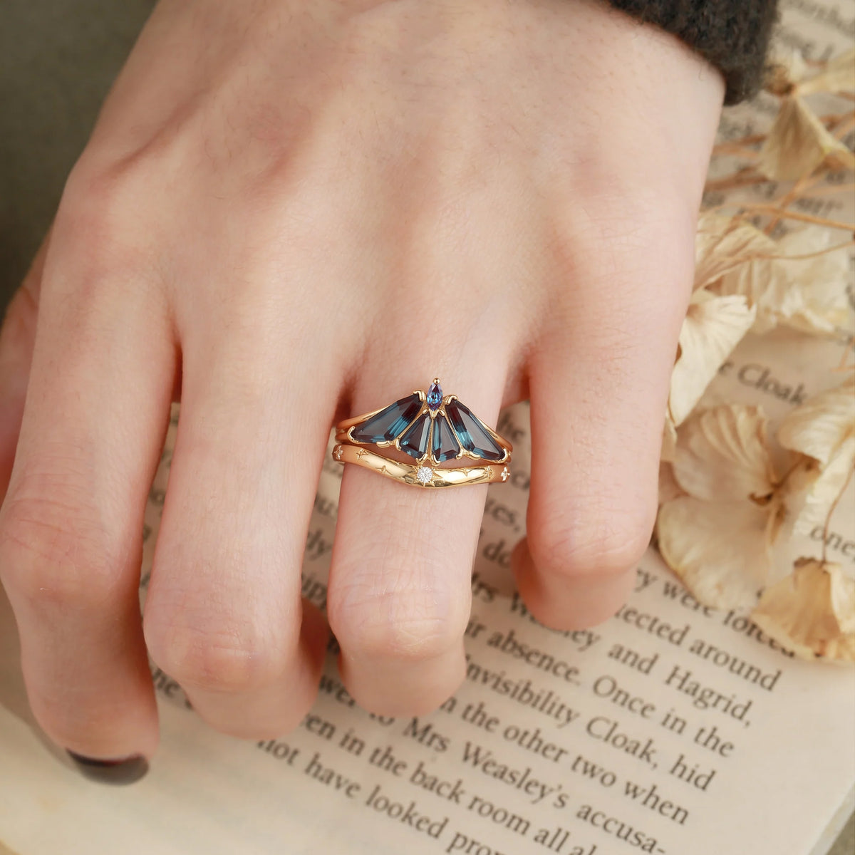 Moth Wing Fantasy Cut Alexandrite Bridal Set 2pcs- Lirael