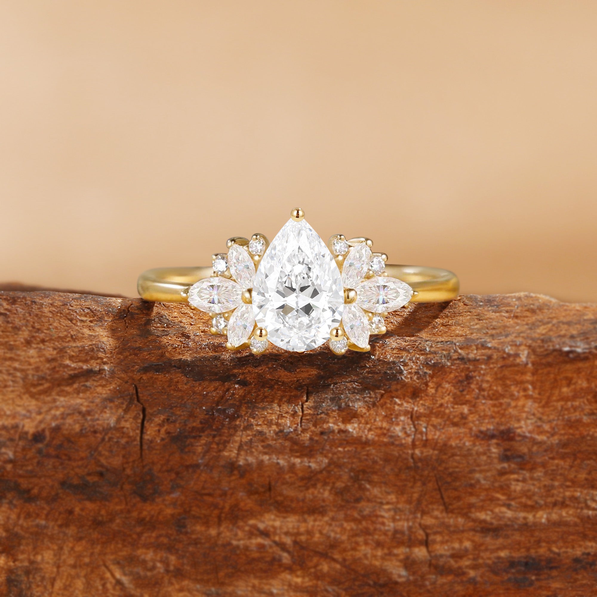 Gilda - Vintage Pear Cut Lab Grown Diamond Classic Engagement Ring