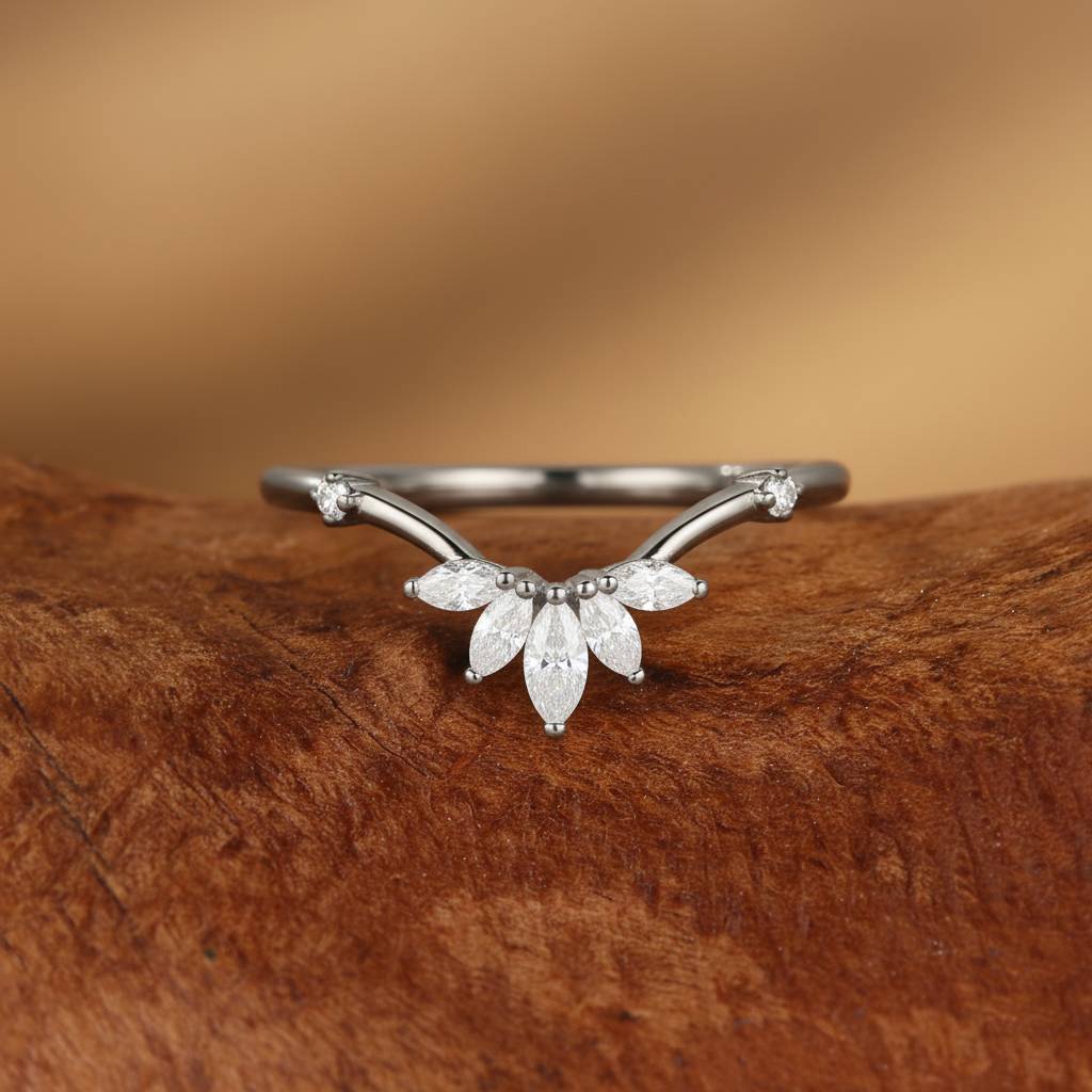 Classic Marquise Moissanite Wedding Band