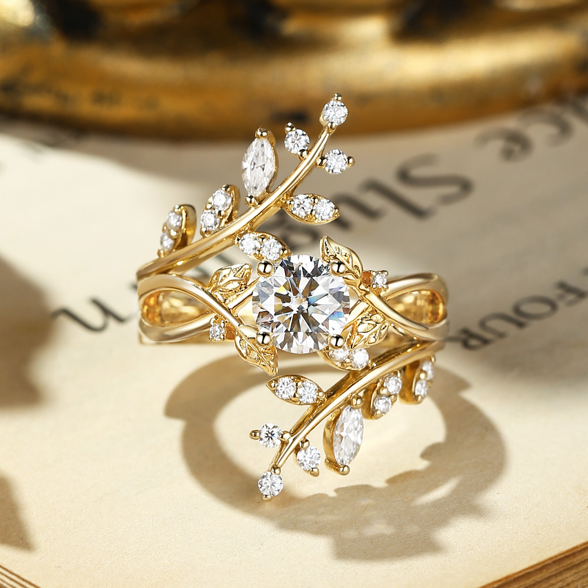 Damaris - Round Cut Moissanite Enhancer Bridal Set 2pcs