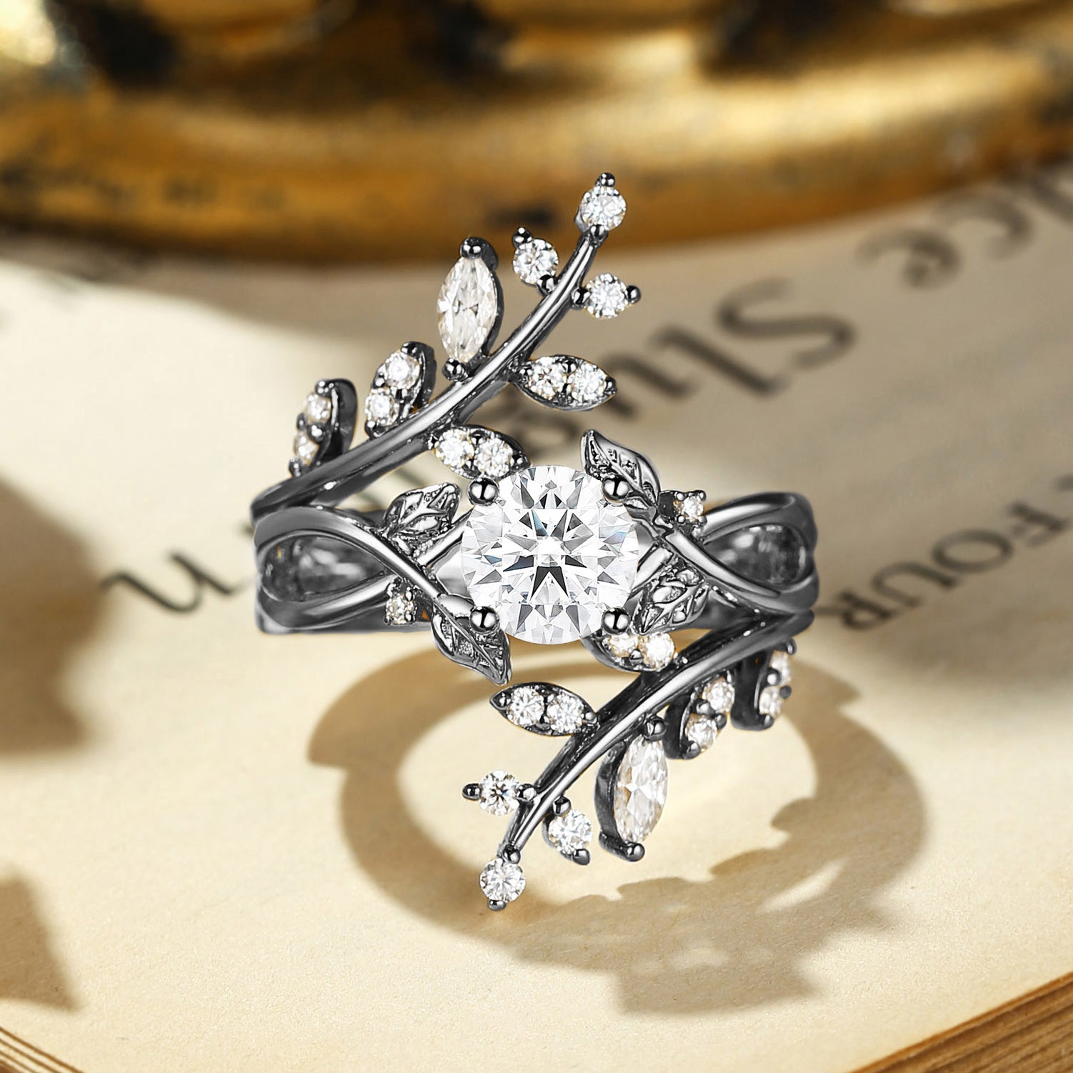 Damaris - Round Cut Moissanite Enhancer Bridal Set 2pcs
