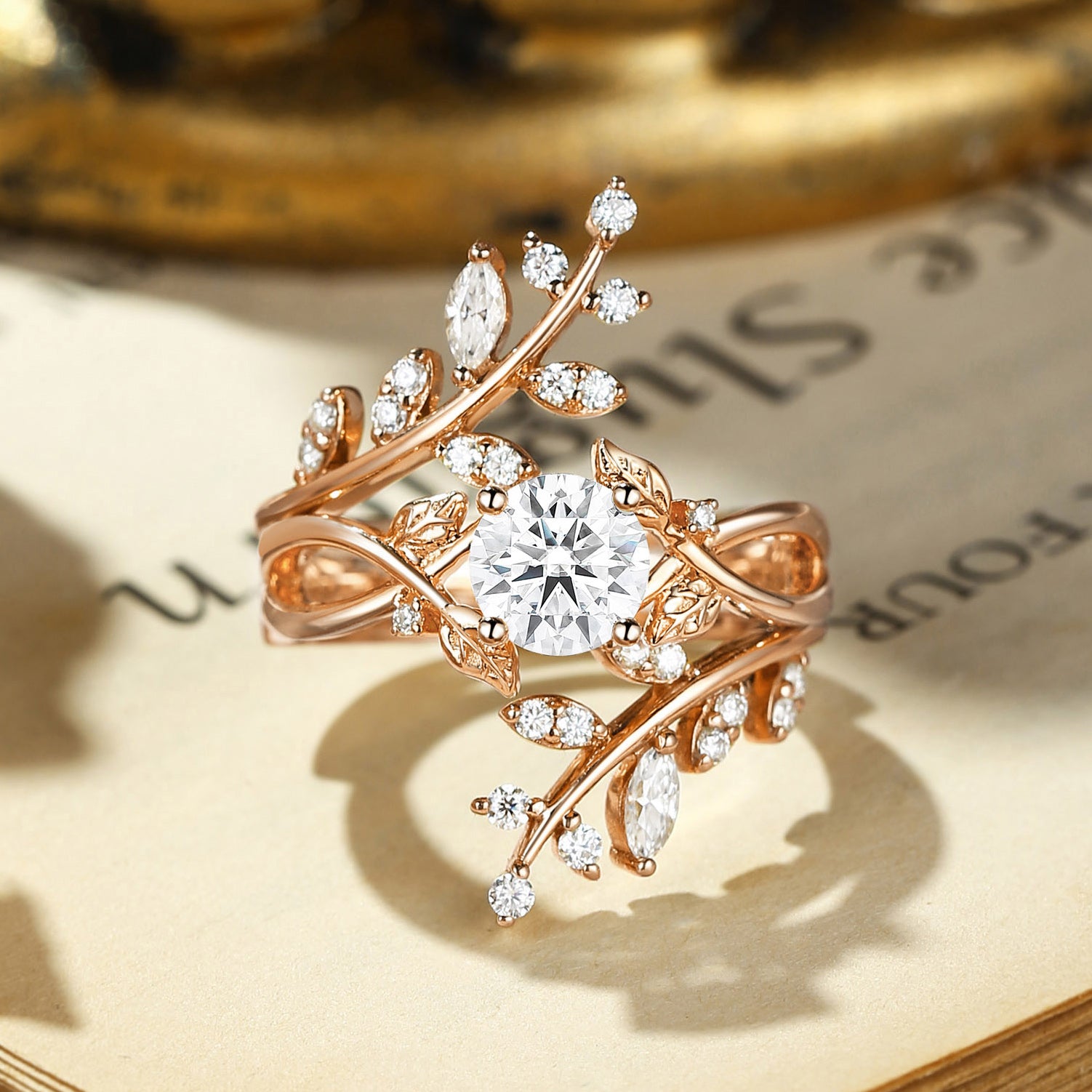 Damaris - Round Cut Moissanite Enhancer Bridal Set 2pcs