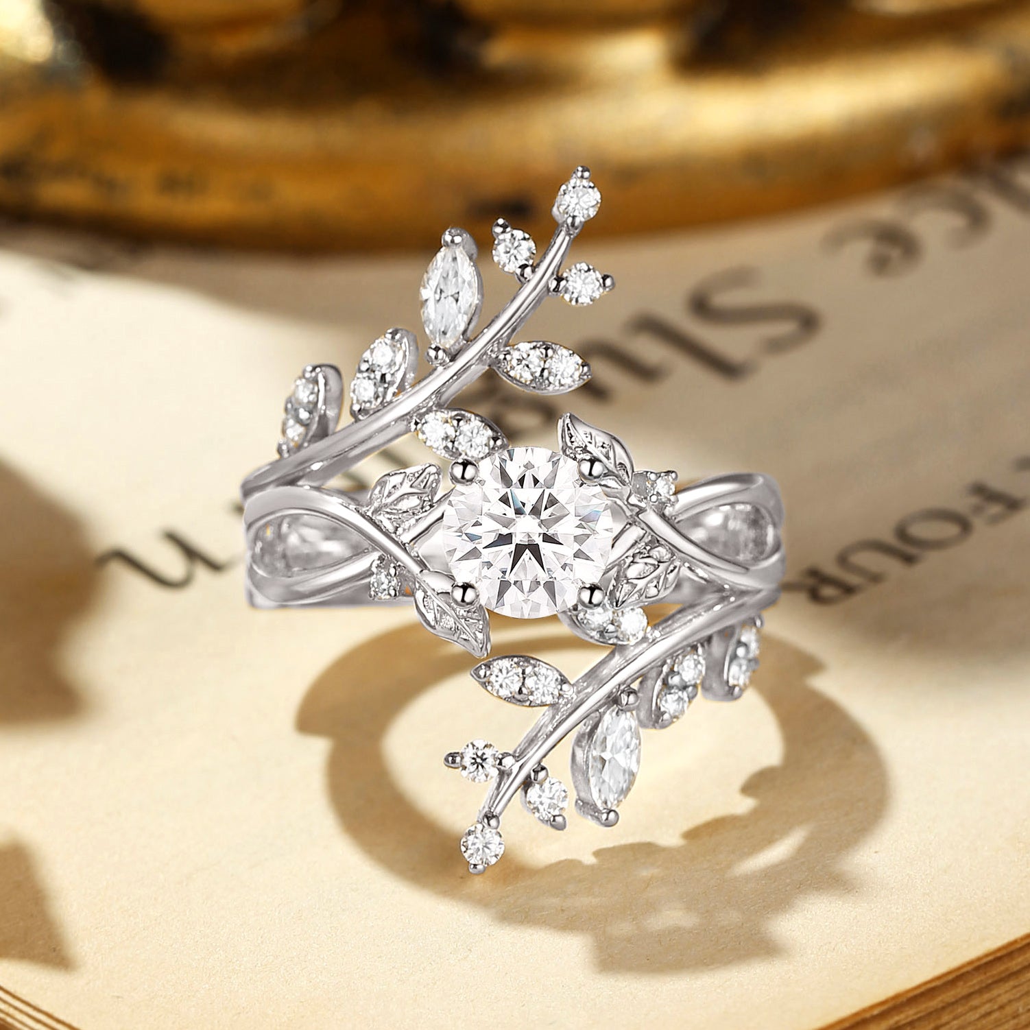 Damaris - Round Cut Moissanite Enhancer Bridal Set 2pcs