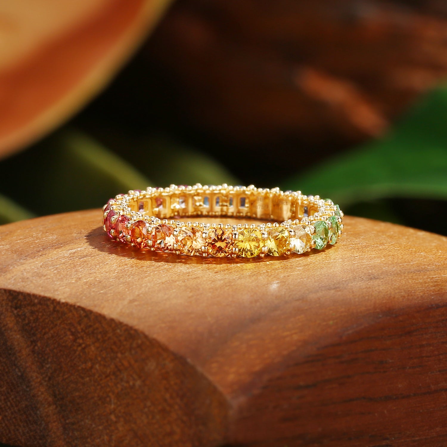 Wedding Band - Vintage Rainbow Sapphire Ring 3mm Wedding Band