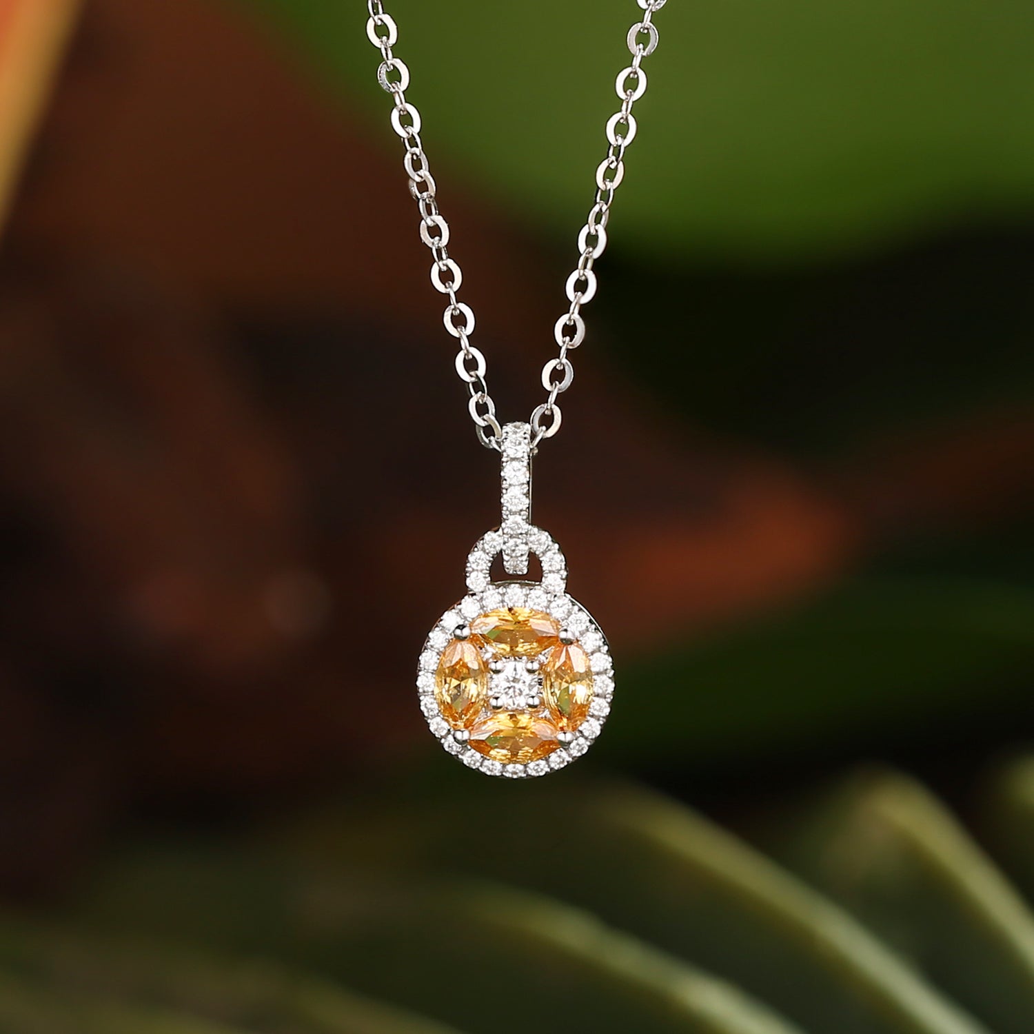 Monet's Garden-Inspired Lab Yellow Sapphire Pendant