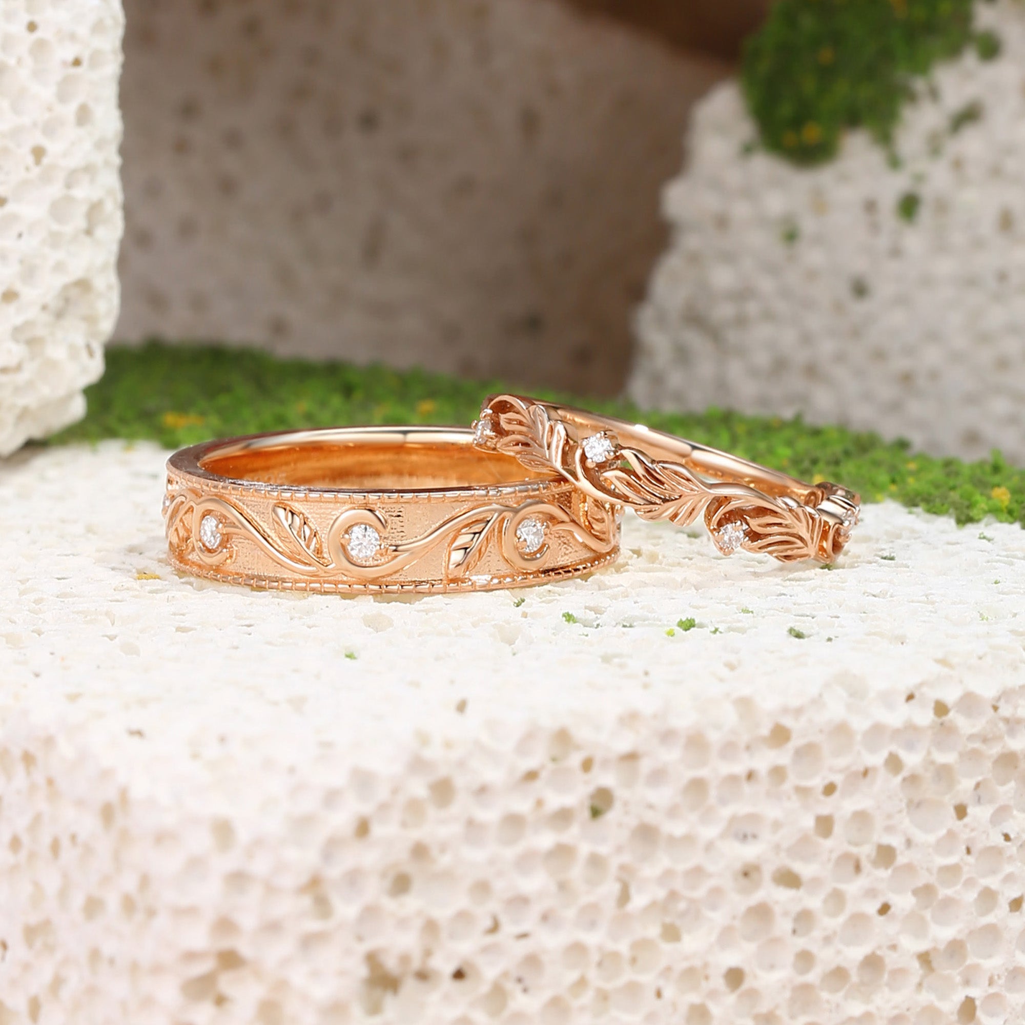 Couple Ring - Moissanite Promise Rings Couple Ring Set