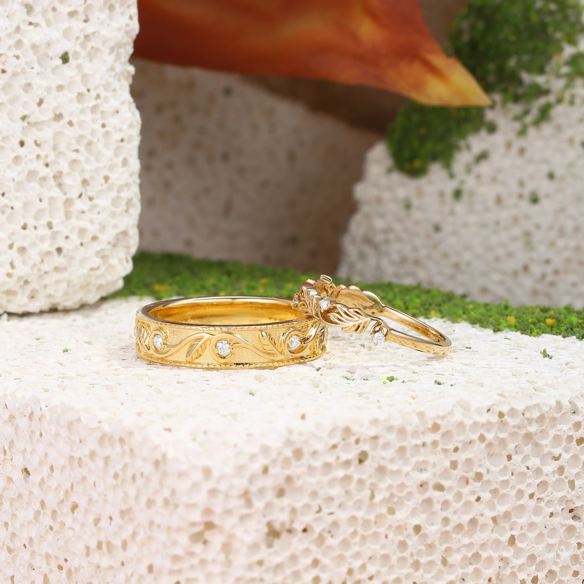 Couple Ring - Moissanite Promise Rings Couple Ring Set