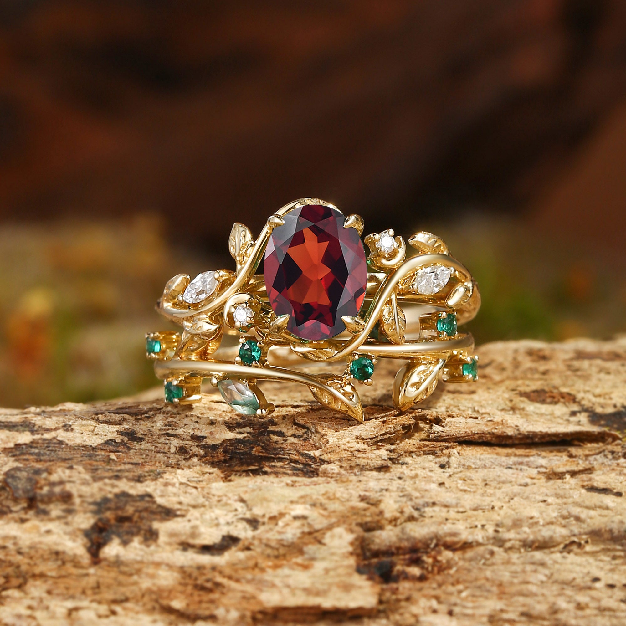 Oval Cut Alexandrite Affordable Leaf Engagement Ring Set For Women