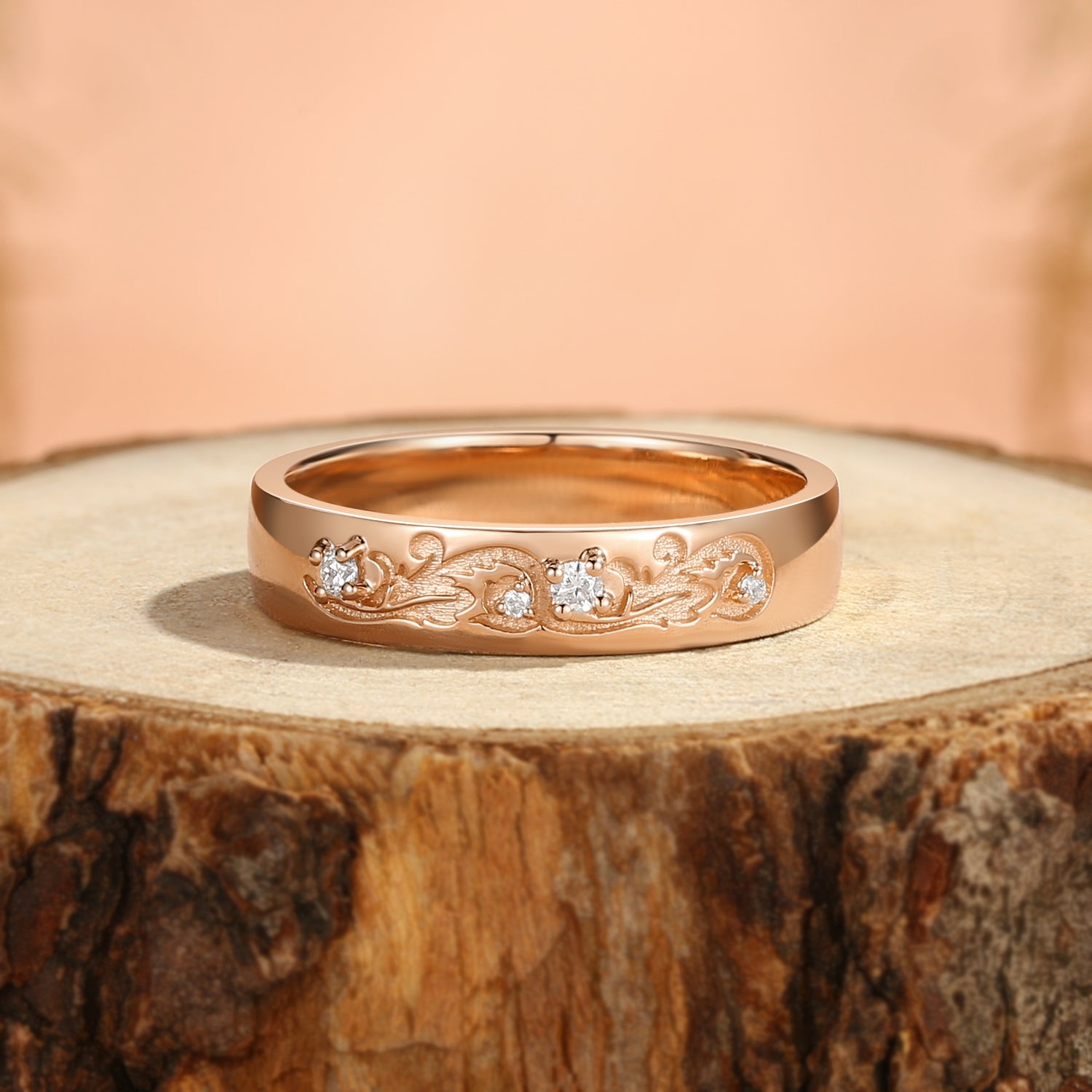 BlingFlare 4.5MM Acanthus Leaf Promise Men Band