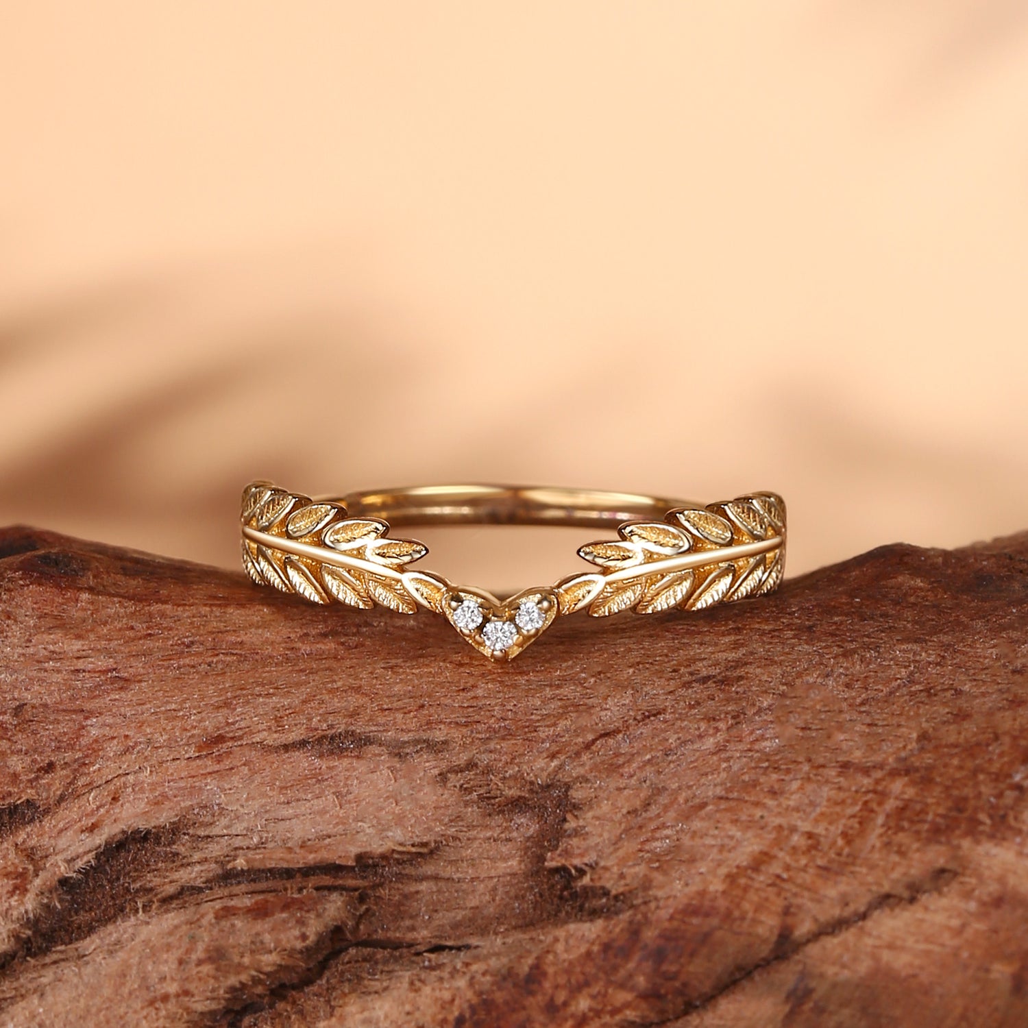 Wedding Band - Leafy Inspired Moissanite Wedding Band