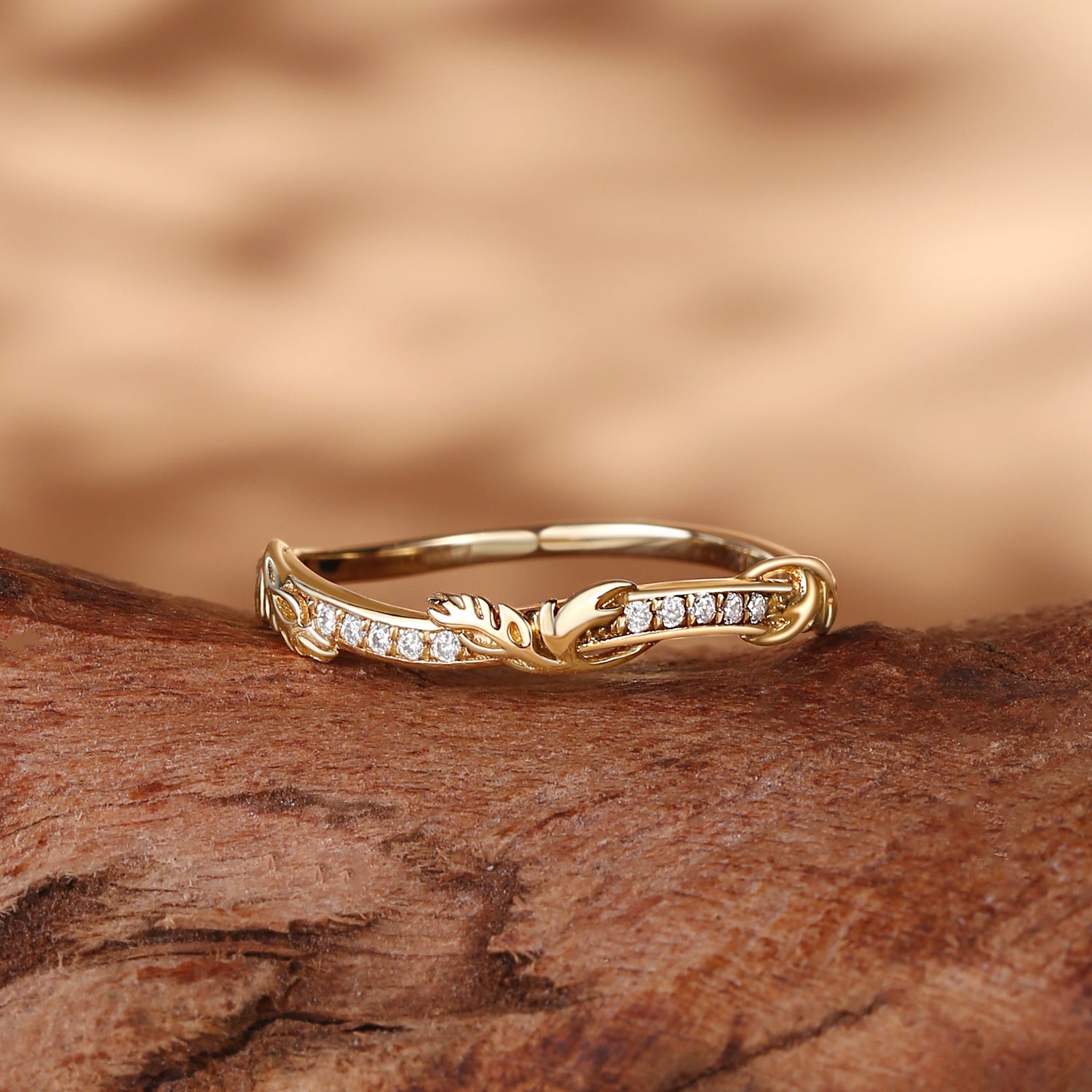 Wedding Band - BlingFlare Vintage Leafy Moissanite Matching Wedding Band