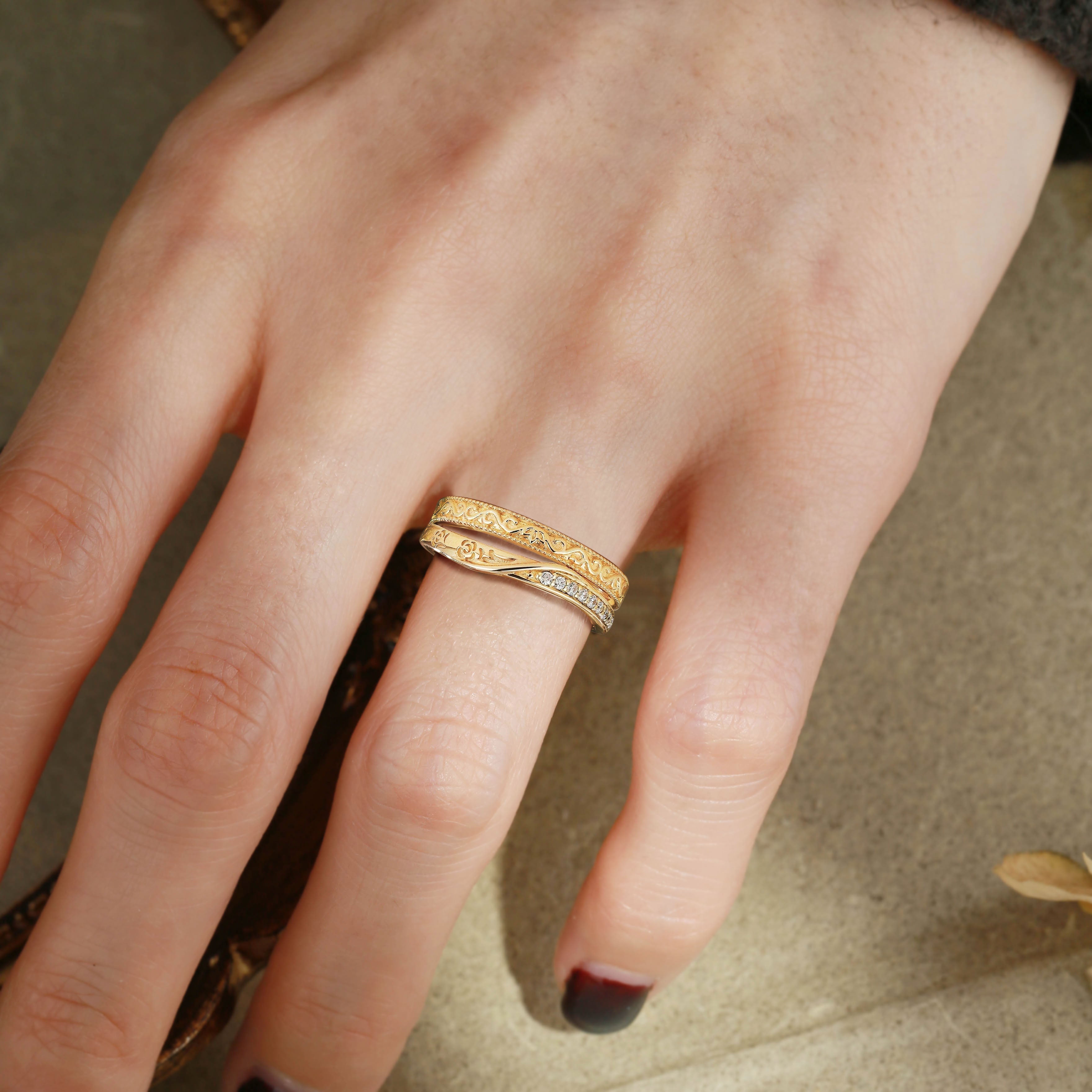Jovienne - Unique Moissanite Floral Couple Rings Set