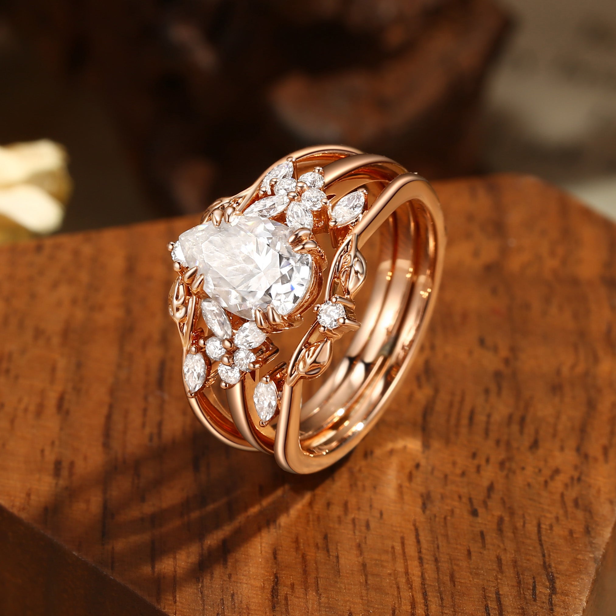 Jasmine - Pear Cut Moissanite Fairy Ring Set 2pcs