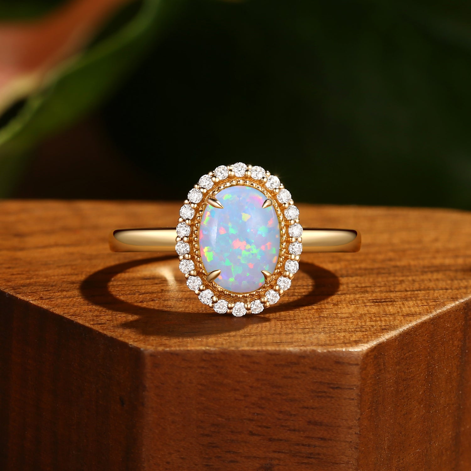 Odessa - Oval Cut Opal Halo Engagement Ring