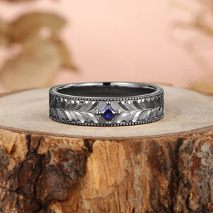 Men Band - Leaf-Inspired Hand-Engraved Royal Promise Ring