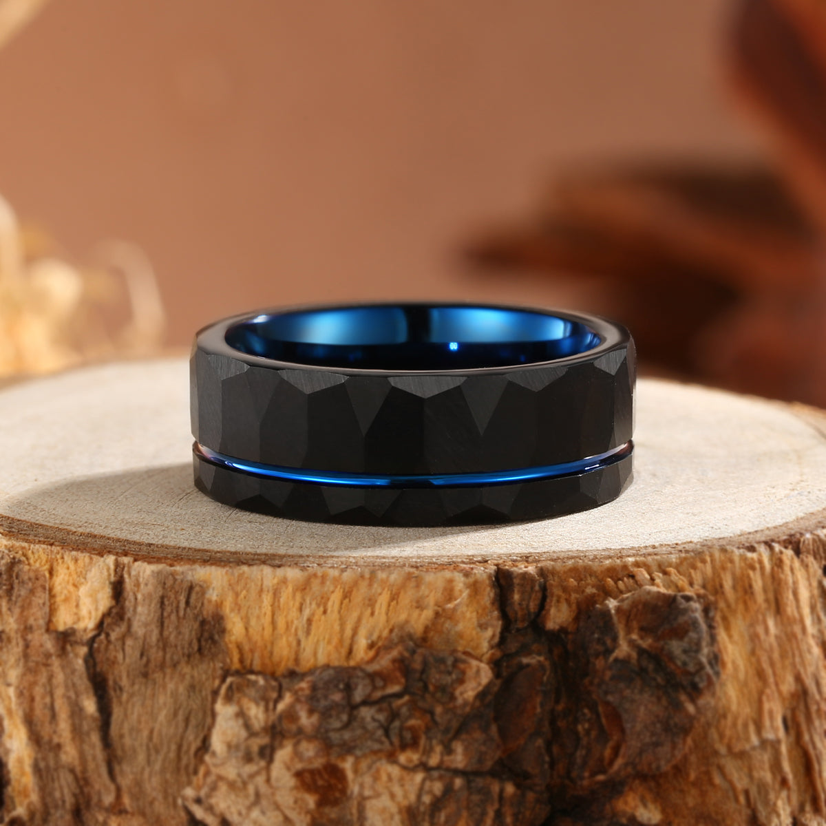 Unique Black Blue Enchanter Inlay Men Thumb Ring