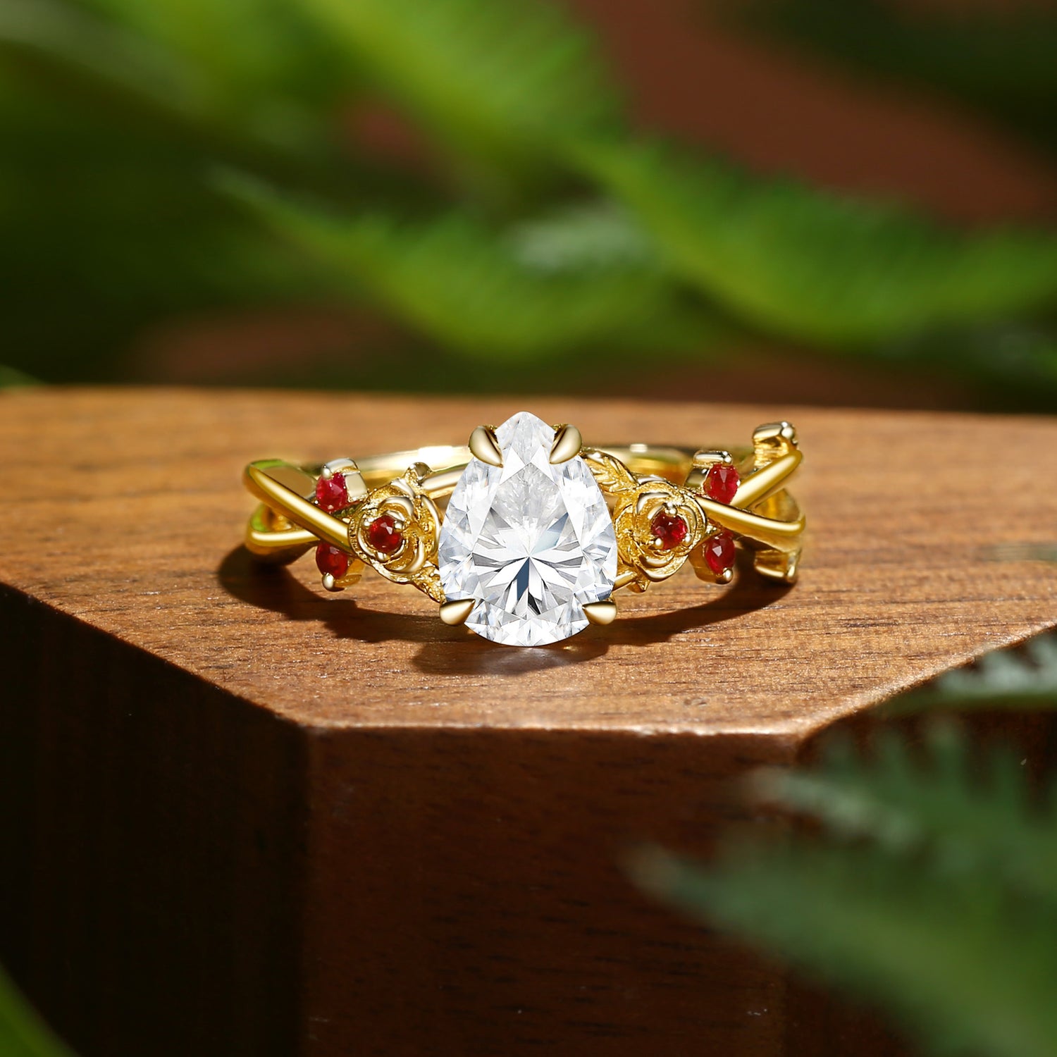 Romy - Pear Cut Moissanite Rose Flower Inspired Engagement Ring