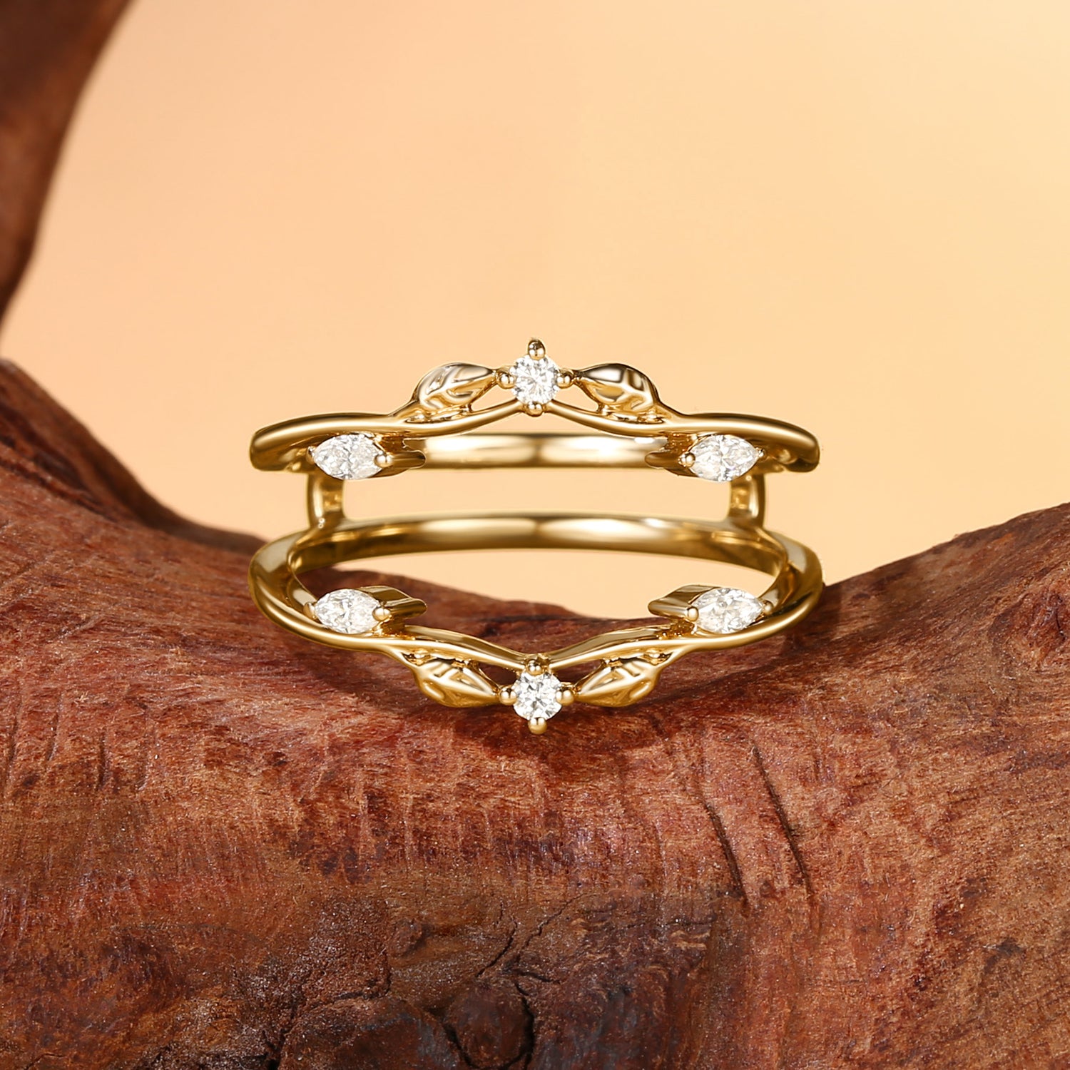 Greta - Moissanite Nature Inspired Enhancer Wedding Band