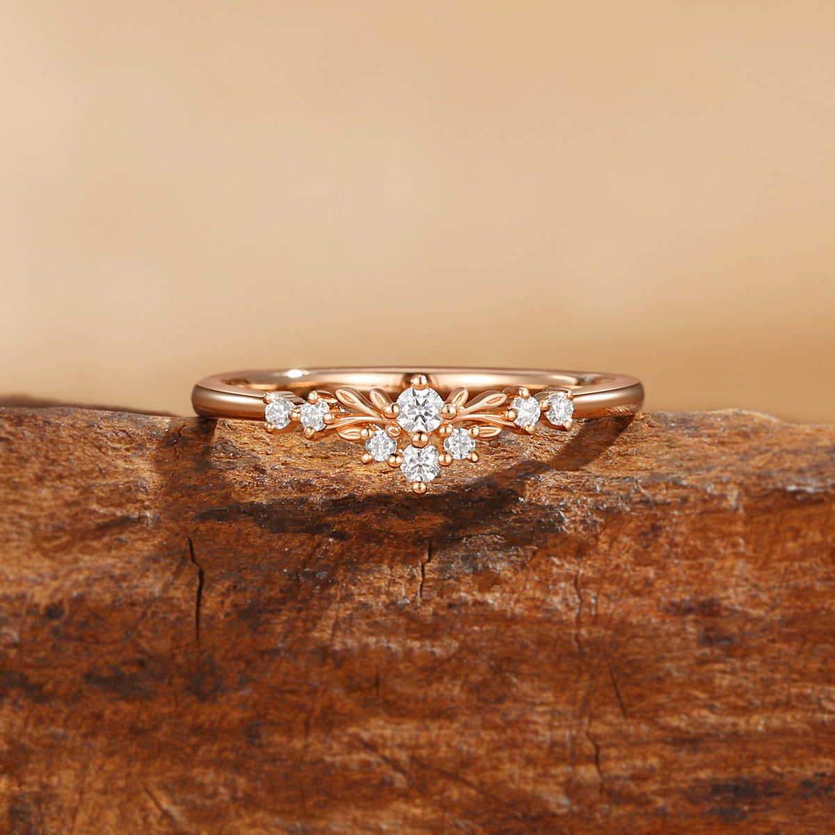 Unique Leaf Inspired Moissanite Dainty Wedding Band – Blingflare Unique Leaf Inspired Moissanite Dainty Wedding Band – Blingflare
