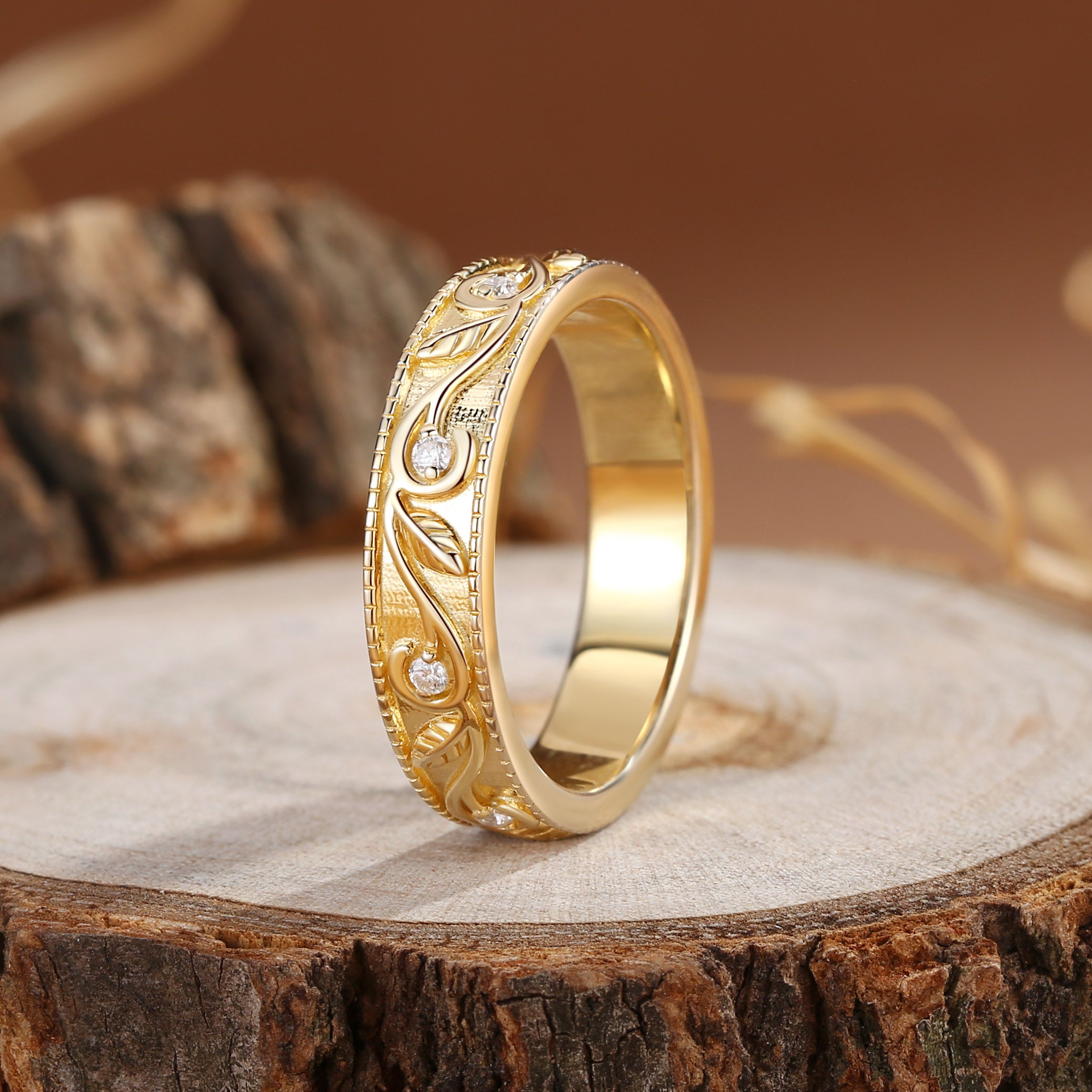 5MM Moissanite Promise Gold Men Rings