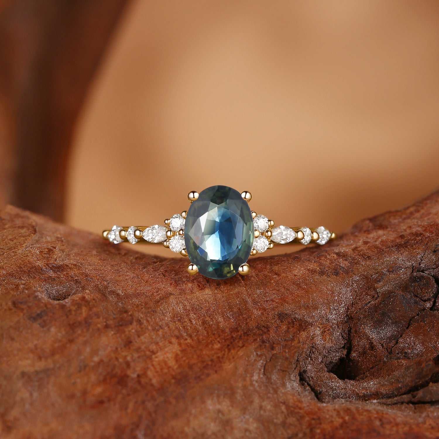 Madeleine - Oval Cut Green Sapphire Engagement Ring