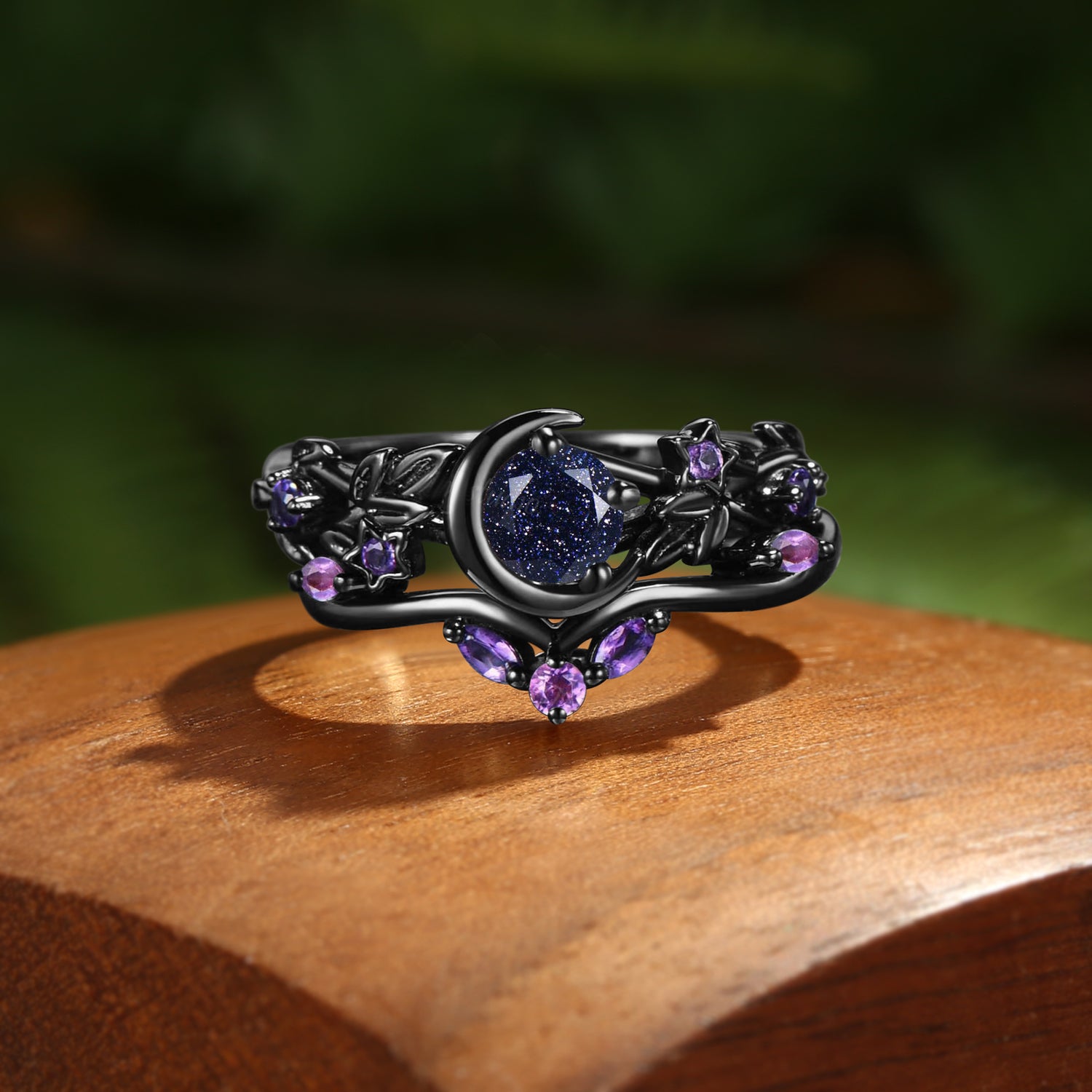 Moon & Star Galaxy Orion Nebula Blue Sandstone Leaf Inspired Bridal Set 2pcs - Ysolde