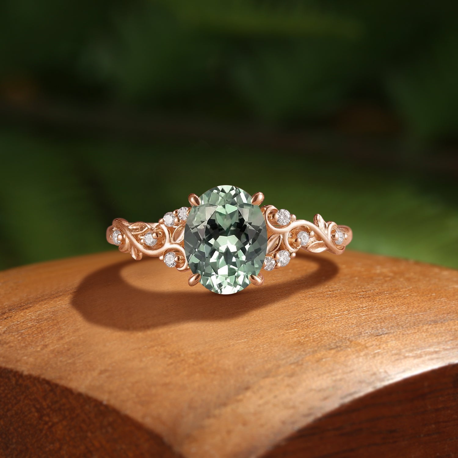 Breeze - Lab Grown Mint Light Green Sapphire Victorian Filigree Engagement Ring