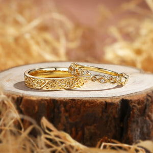 Couple Ring - Nature Inspired Promise Ring Set