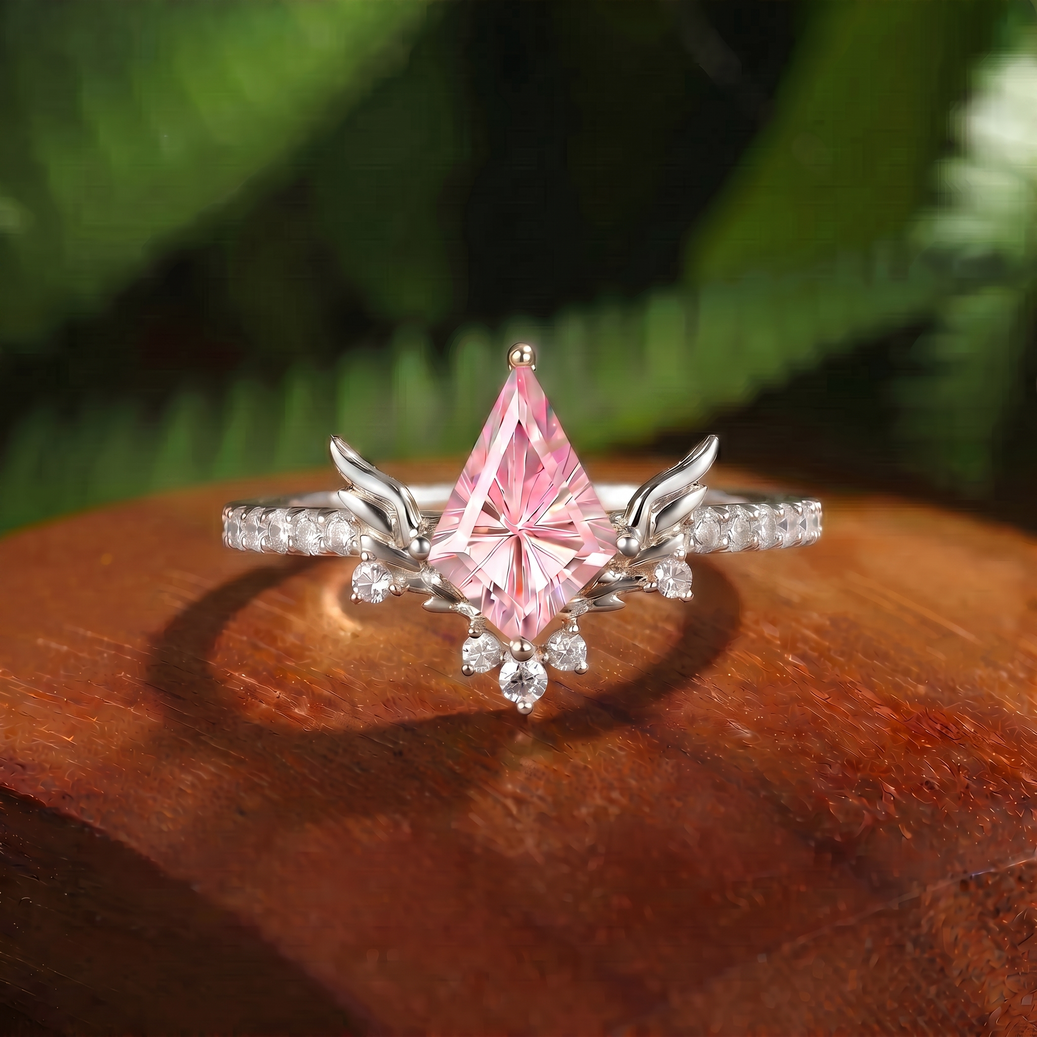 Fairy Wing Firework Kite Cut Pink Sapphire Engagement Ring - Seraphina