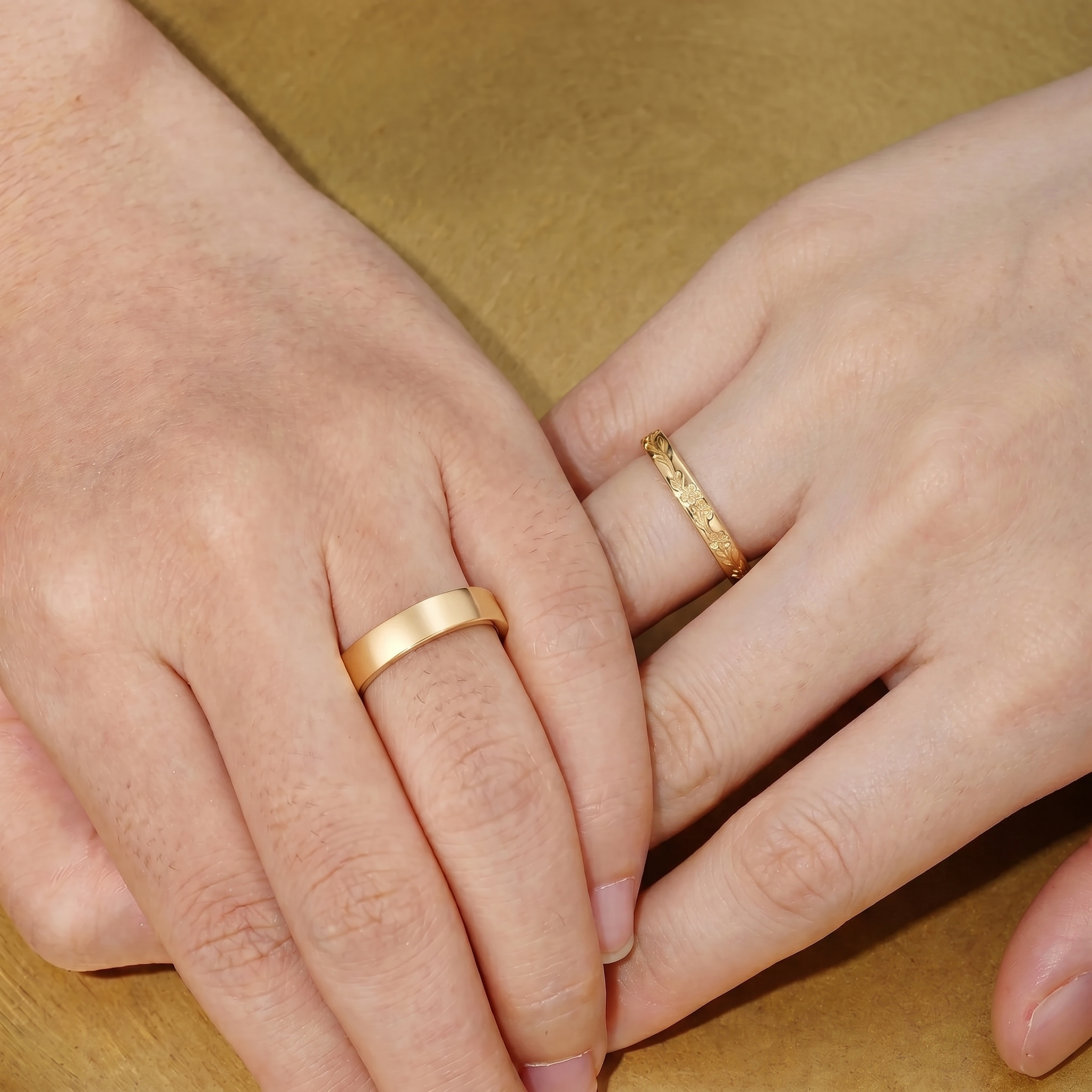 Vintage Hidden Birth Flower Engraved Promise Anniversary Couple Rings - Antoinette