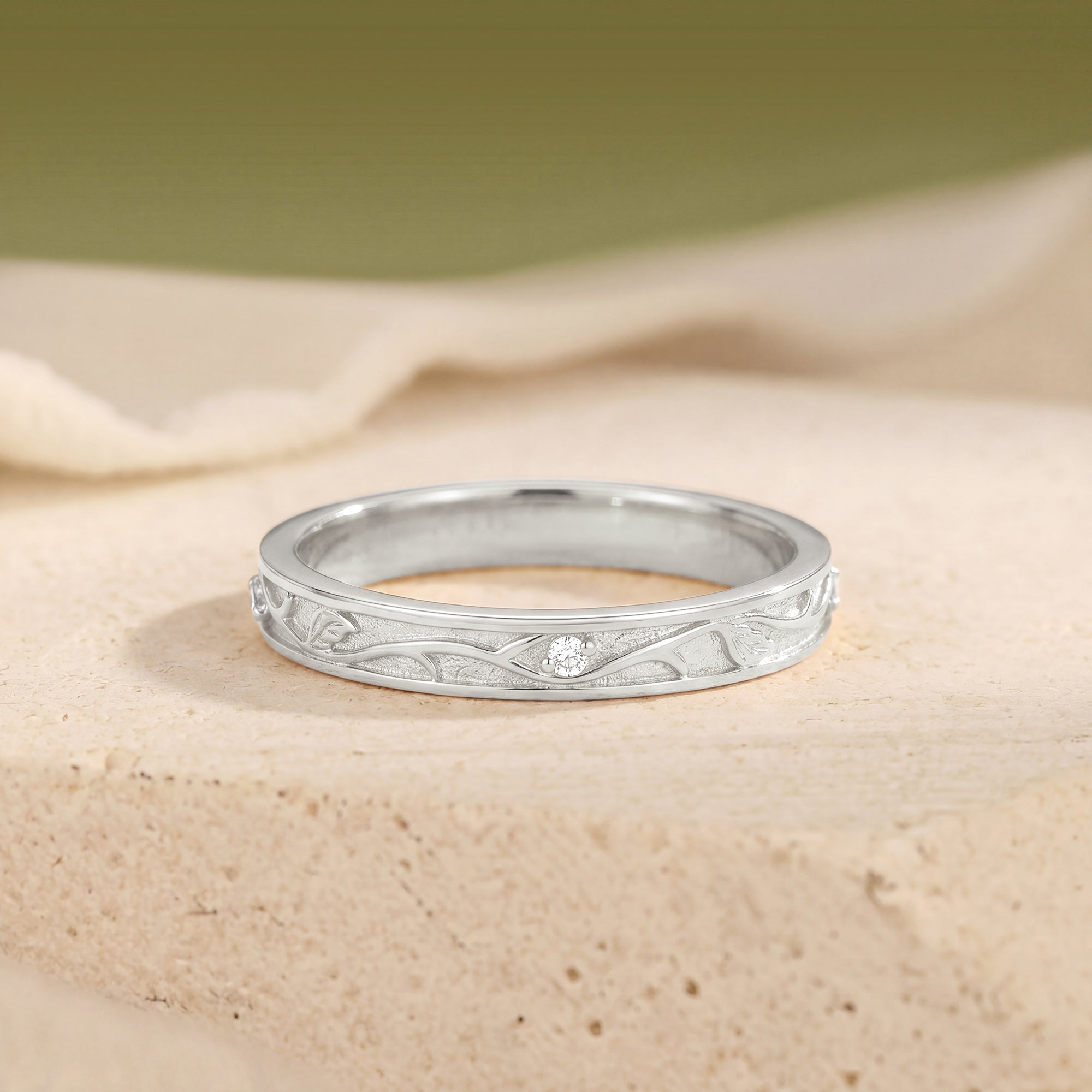 3MM Vine Branch Minimalist Wedding Band
