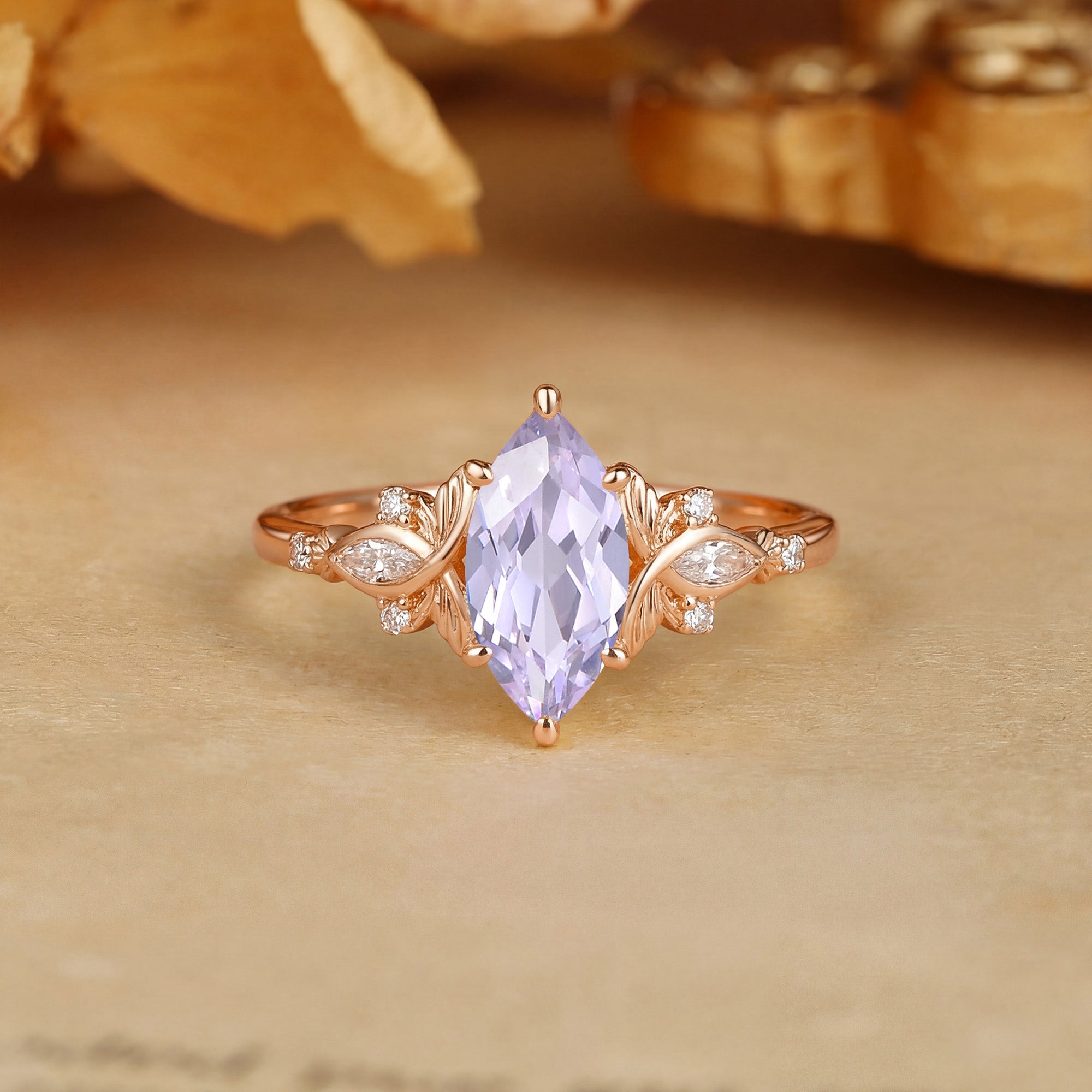 Forest Fairy Marquise Cut Lavender Sapphire Butterfly Engagement Ring - Letitia