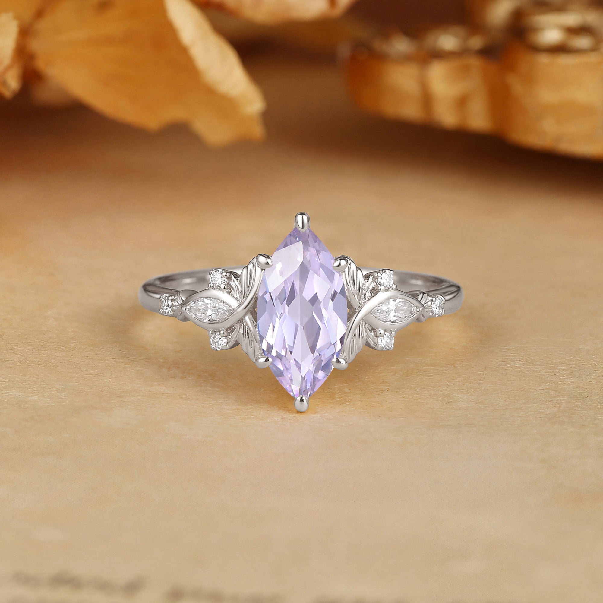 Forest Fairy Marquise Cut Lavender Sapphire Butterfly Engagement Ring - Letitia