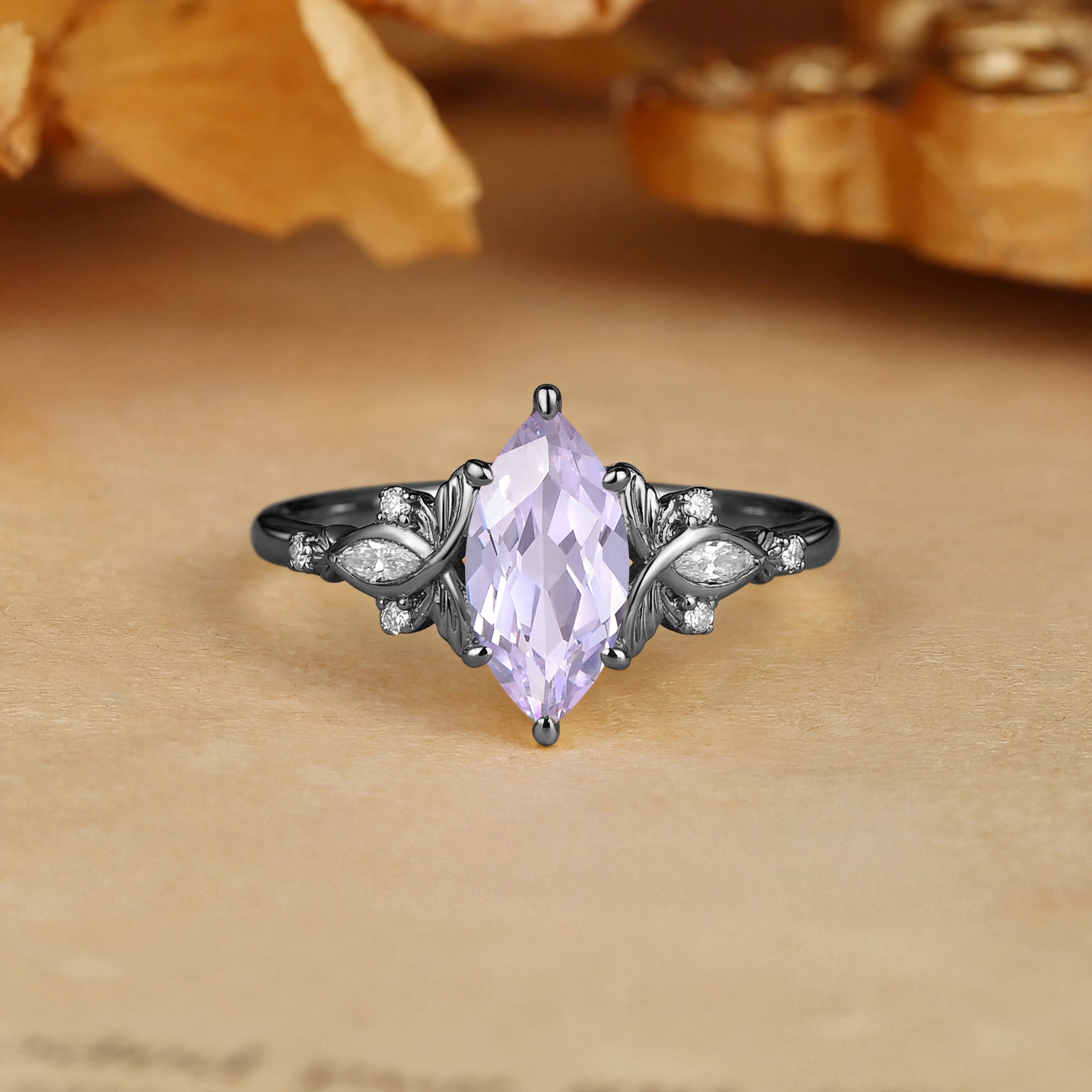 Forest Fairy Marquise Cut Lavender Sapphire Butterfly Engagement Ring - Letitia